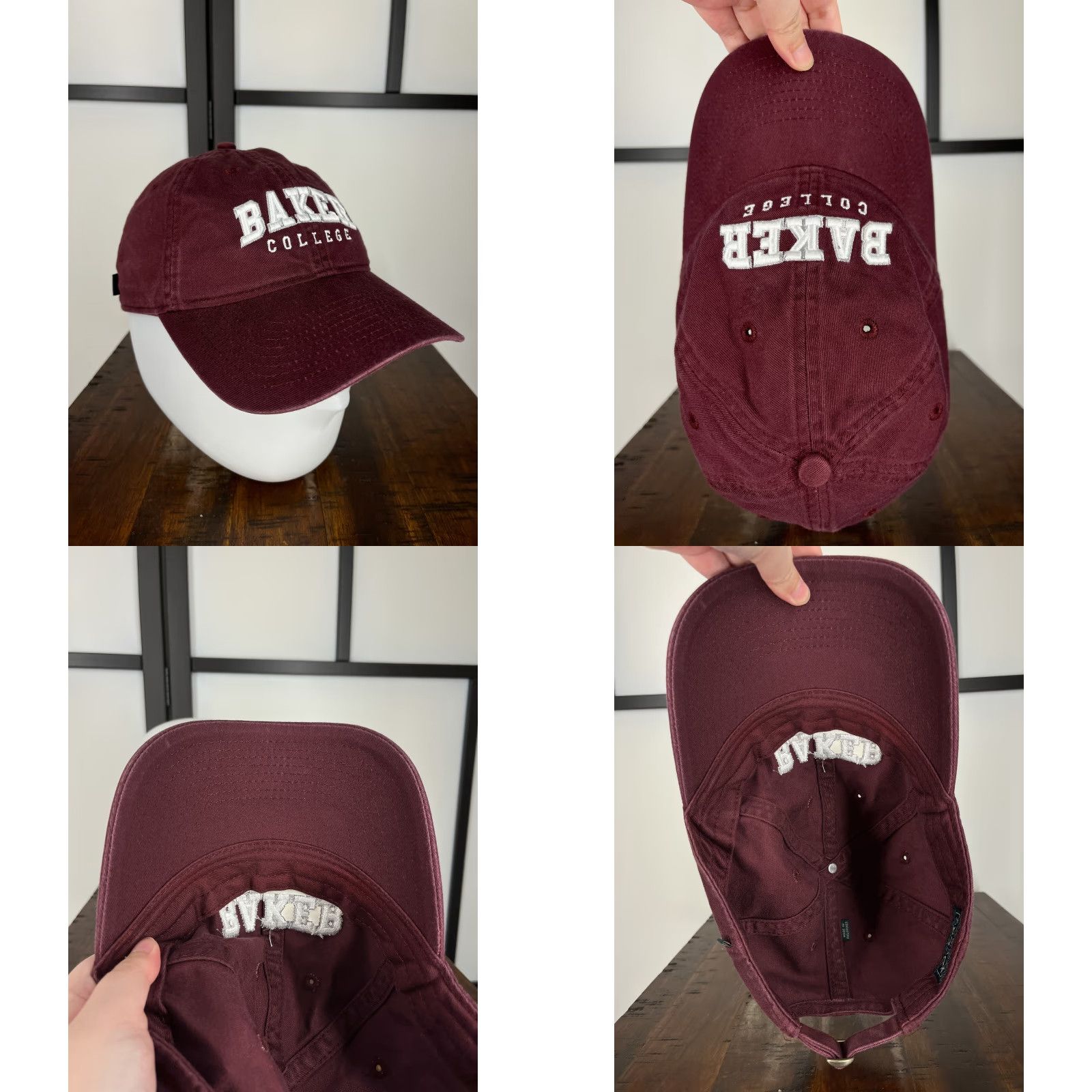 Vintage LEGACY92 Baker College Baseball Cap Adjustable Unisex One Size Burgundy 100% Cotton Casual College Theme Size ONE SIZE - 8 Thumbnail