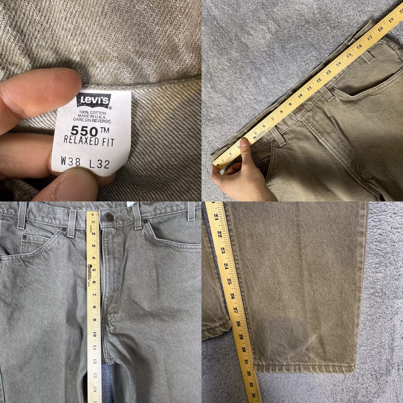Levi's Vintage Levi'S 550 Orange Tab Jeans Mens 36x32 USA Made 1997 Olive Green - Relaxed Fit 5 Pocket Size US 36 / EU 52 - 8 Thumbnail