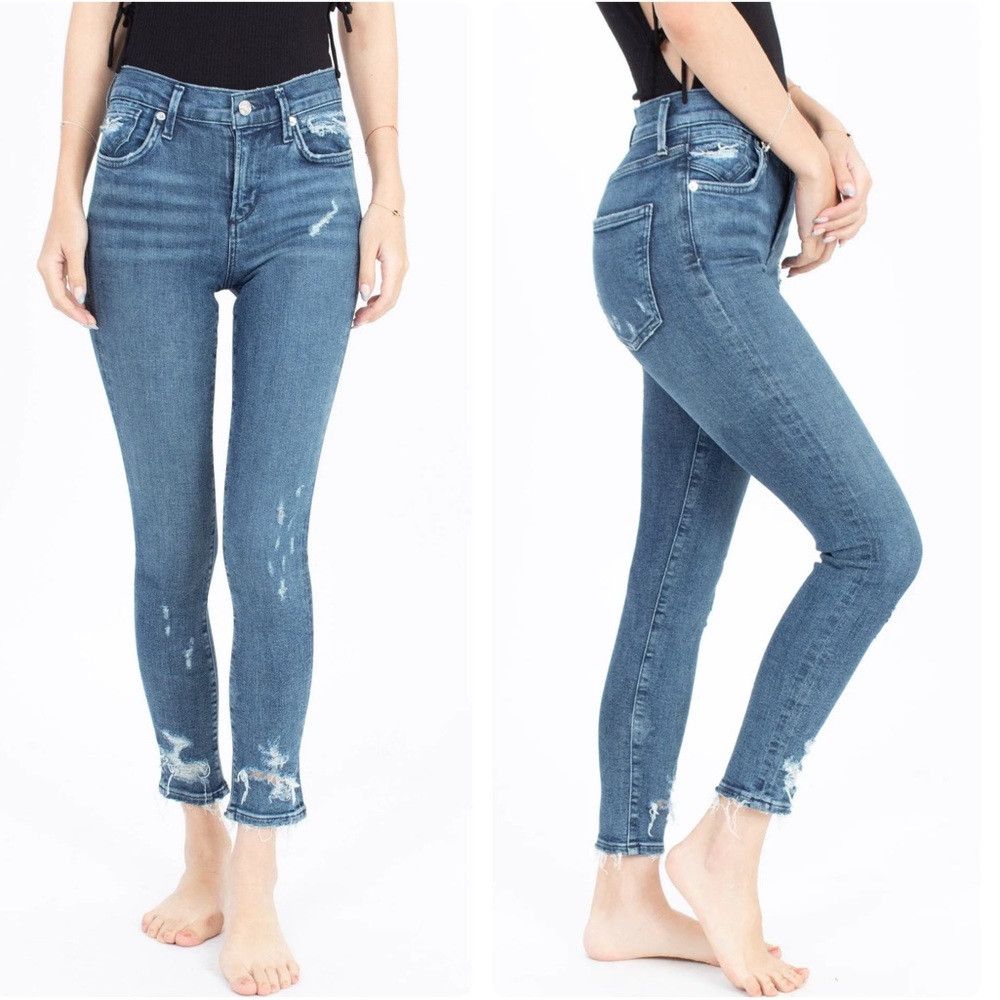 Agolde Agolde Sophie Zip Fly High Rise Distressed Frayed Hem Denim Size 24" / US 00 / IT 34 - 1 Thumbnail