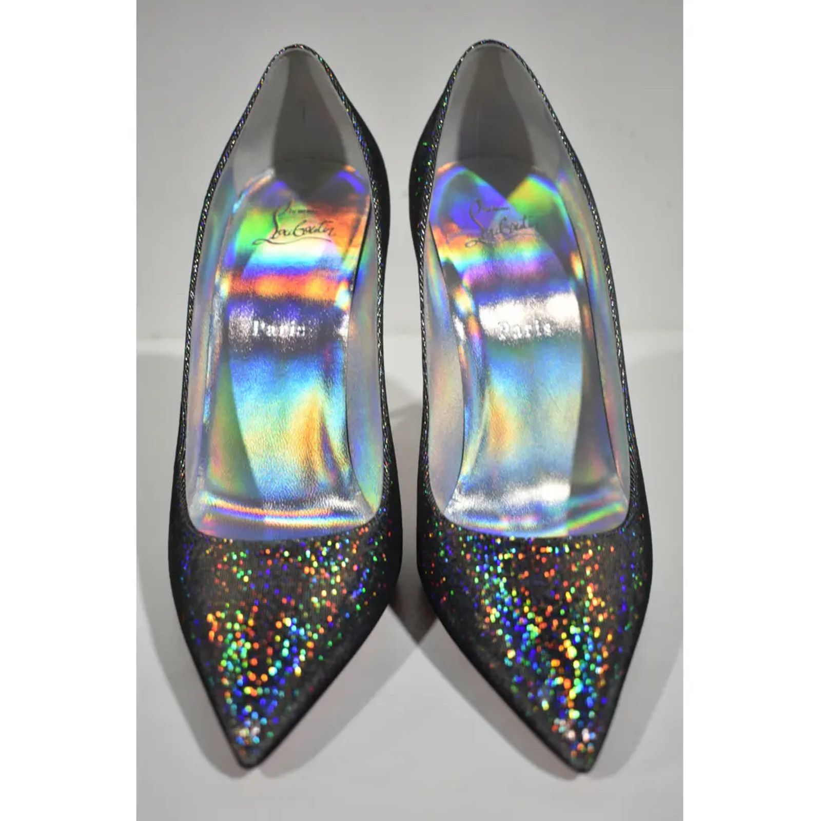 Christian Louboutin Kate 100 Silver Suede Disco Stiletto Pointed Heel Pump 40 Size US 10 / IT 40 - 6 Thumbnail