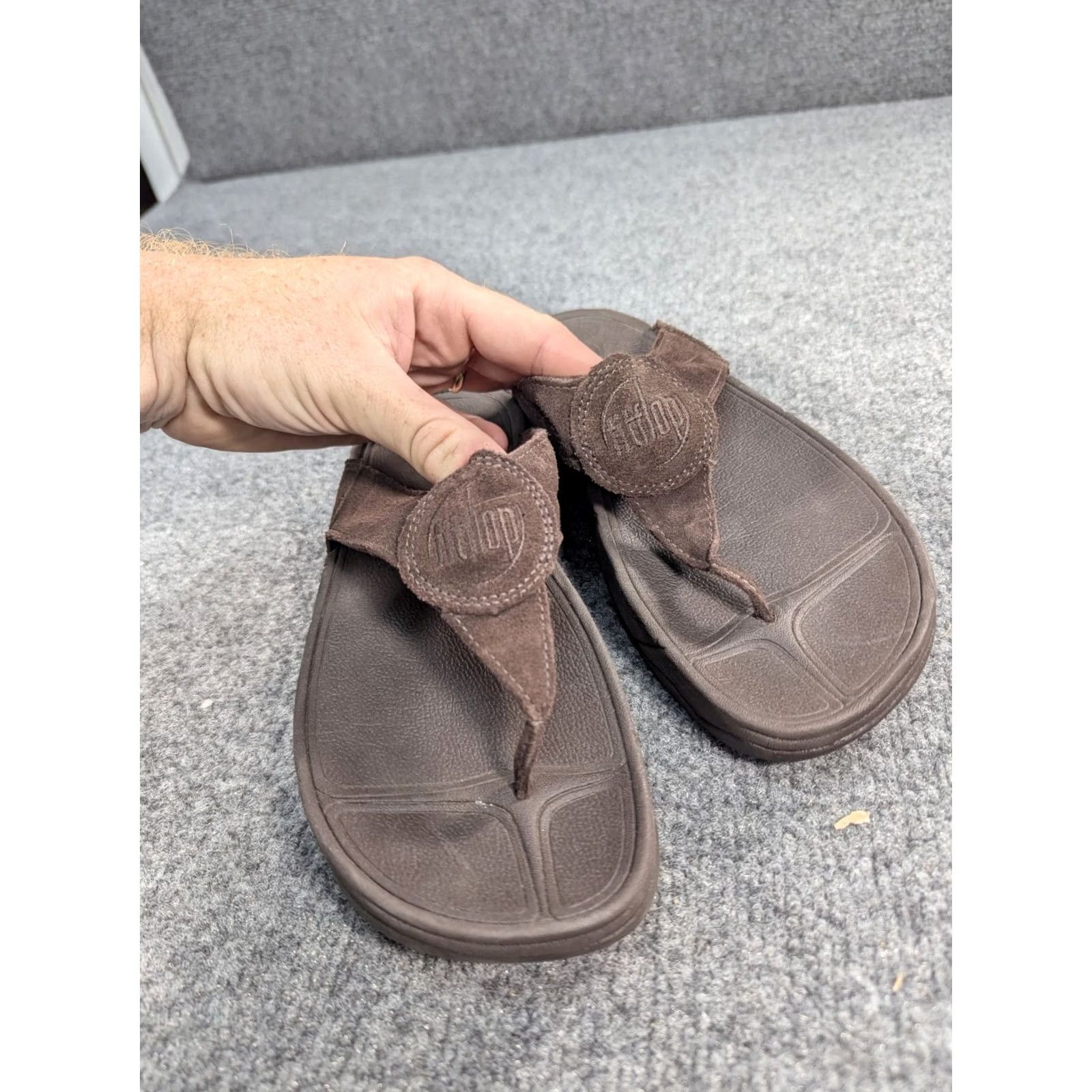 Vintage FITFLOPS WOMENS SANDALS 8 BROWN STYLE 026-030 OASIS Leather Thong Size US 8 / IT 38 - 3 Thumbnail