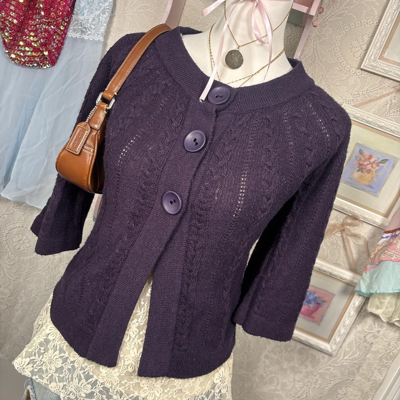 Forme D'Expression y2k purple babydoll sweater cardigan Size S / US 4 / IT 40 - 2 Thumbnail