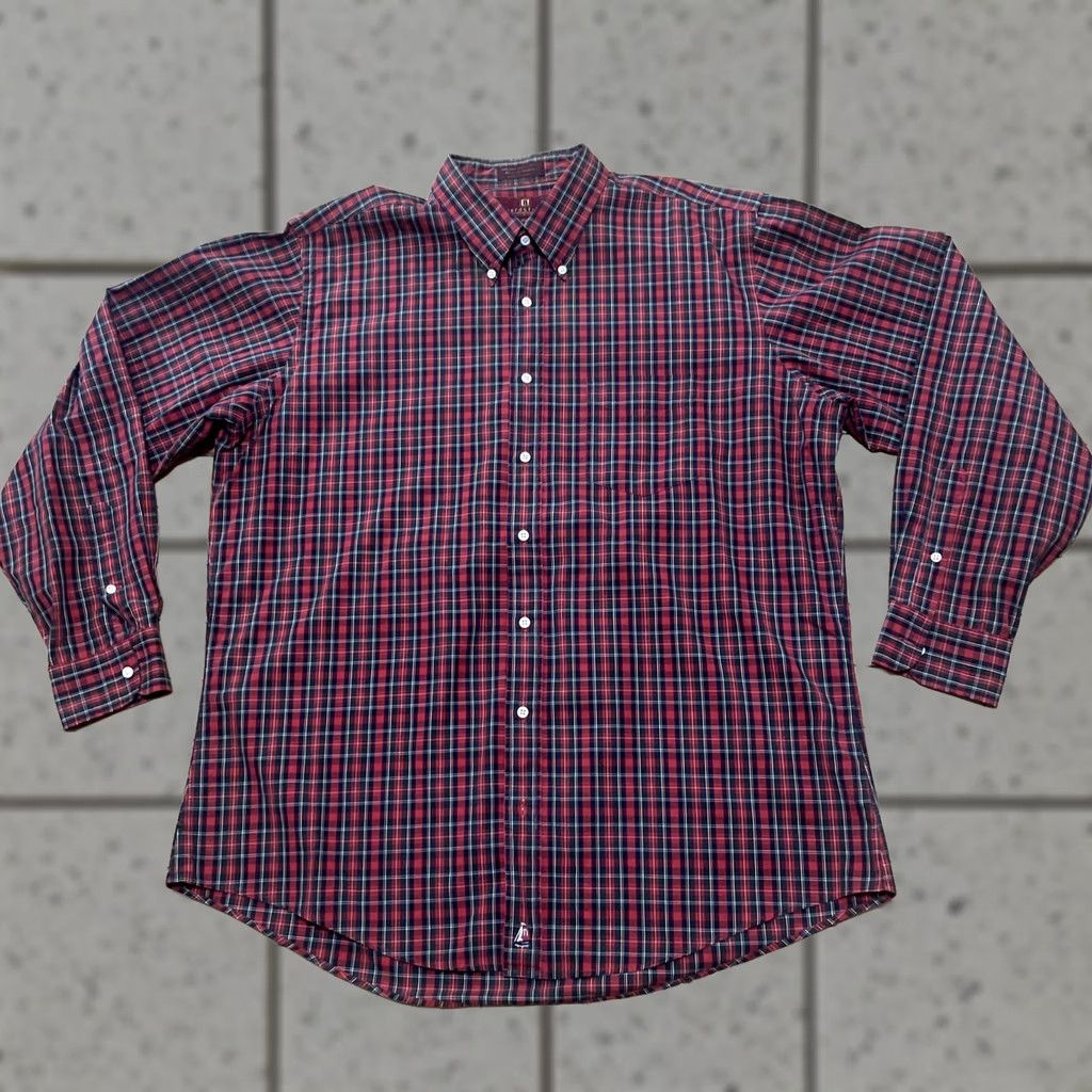 Nordstrom VINTAGE Nordstrom Red Plaid Button-Up Shirt Men 17.5 36 50 in Chest 80's Broadcloth Casual Size US XXL / EU 58 / 5 - 1 Thumbnail