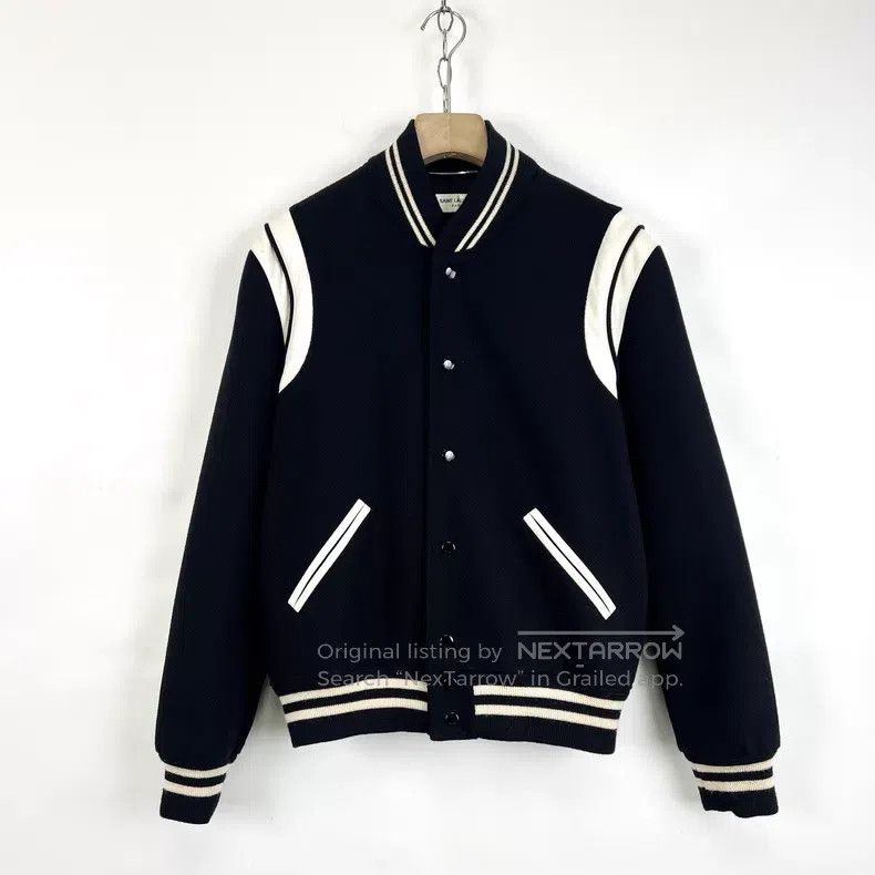 Saint Laurent Paris Saint Laurent Paris Black Leather Trimmed Striped Single-b Size US L / EU 52-54 / 3 - 1 Thumbnail