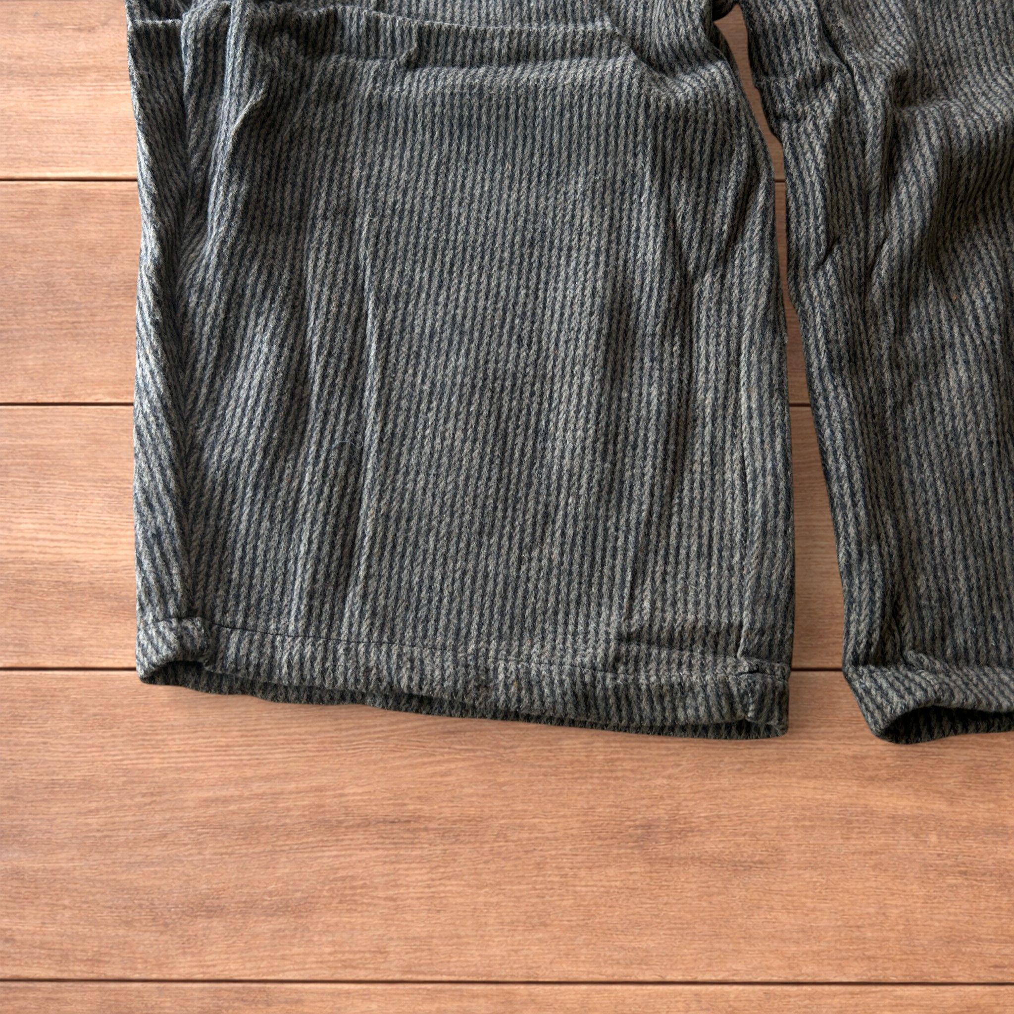 Japanese Brand Baggy wide leg woolly lounge pants w. stripes in brown. Size US 32 / EU 48 - 6 Thumbnail