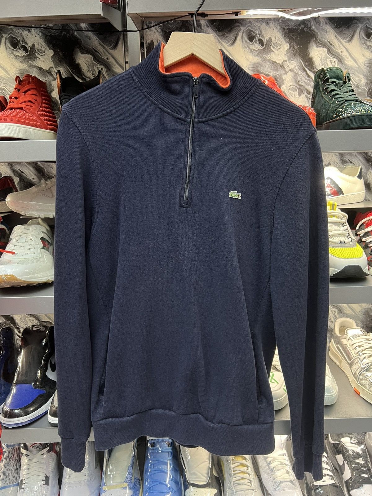 Lacoste Lacoste Blue Quater Zip Sweatshirt Size US L / EU 52-54 / 3 - 1 Thumbnail