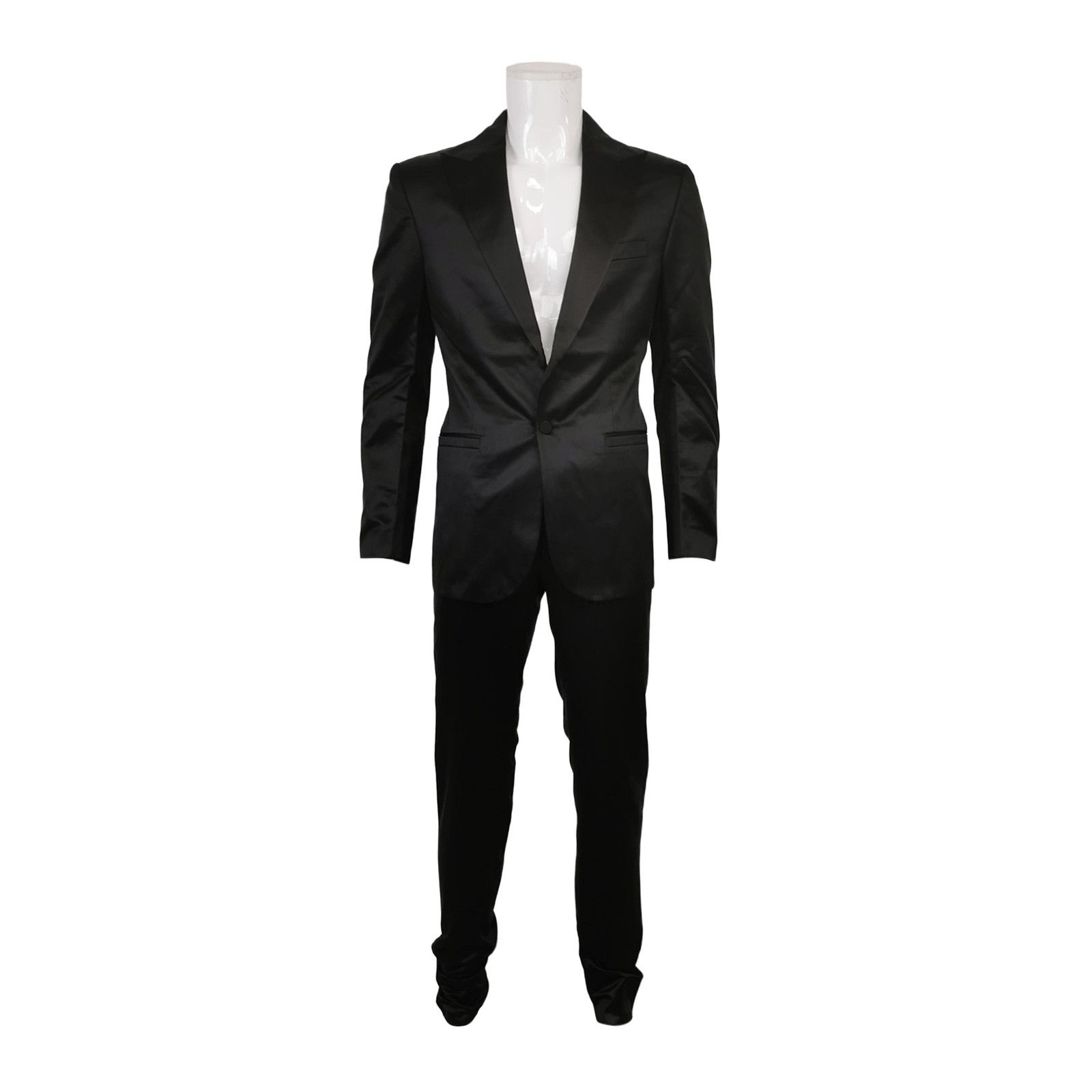 Versace Black Satin Lapel Formal Suit Set Size US S / EU 44-46 / 1 - 1 Thumbnail