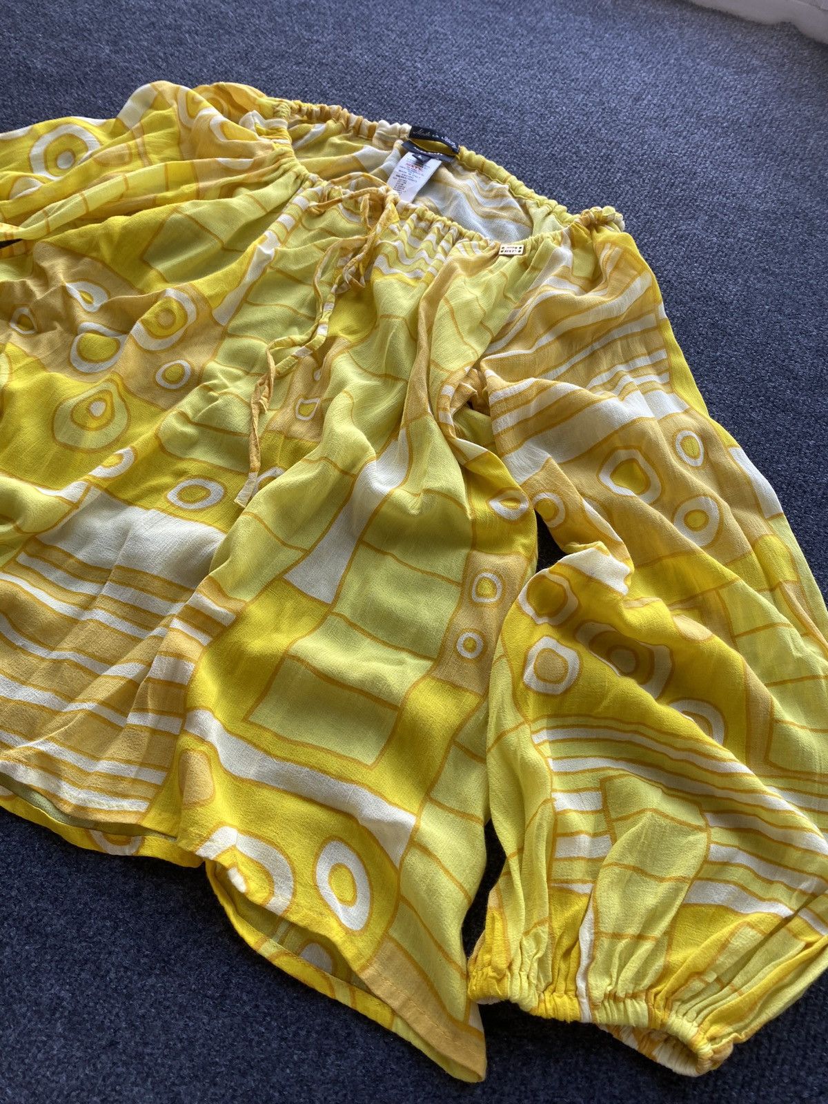 Miss Sixty 🔥Miss Sixty Sexy Balloon Sleeve yellow blouse alt goth emo Size L / US 10 / IT 46 - 17 Thumbnail