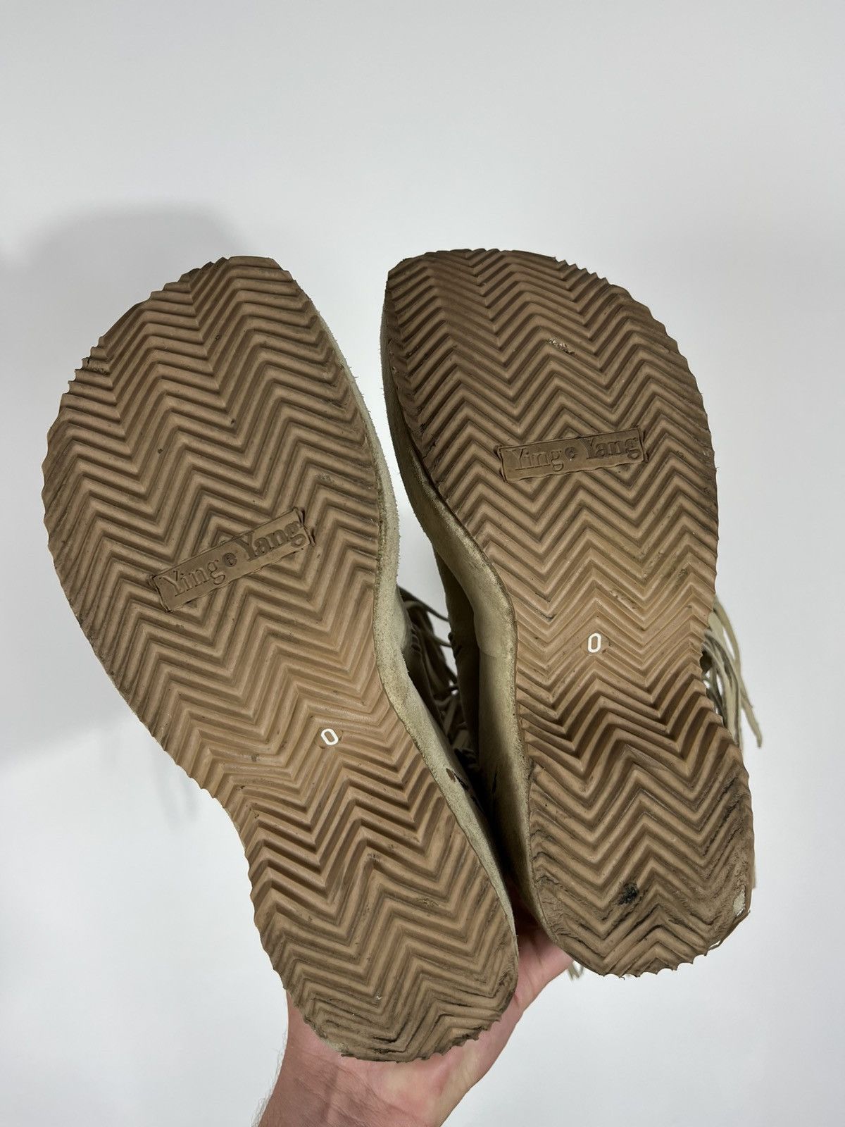 Vintage Beige Suede Fringe Platform Boots with Dangling Details Zip Size US 10 / IT 40 - 17 Thumbnail