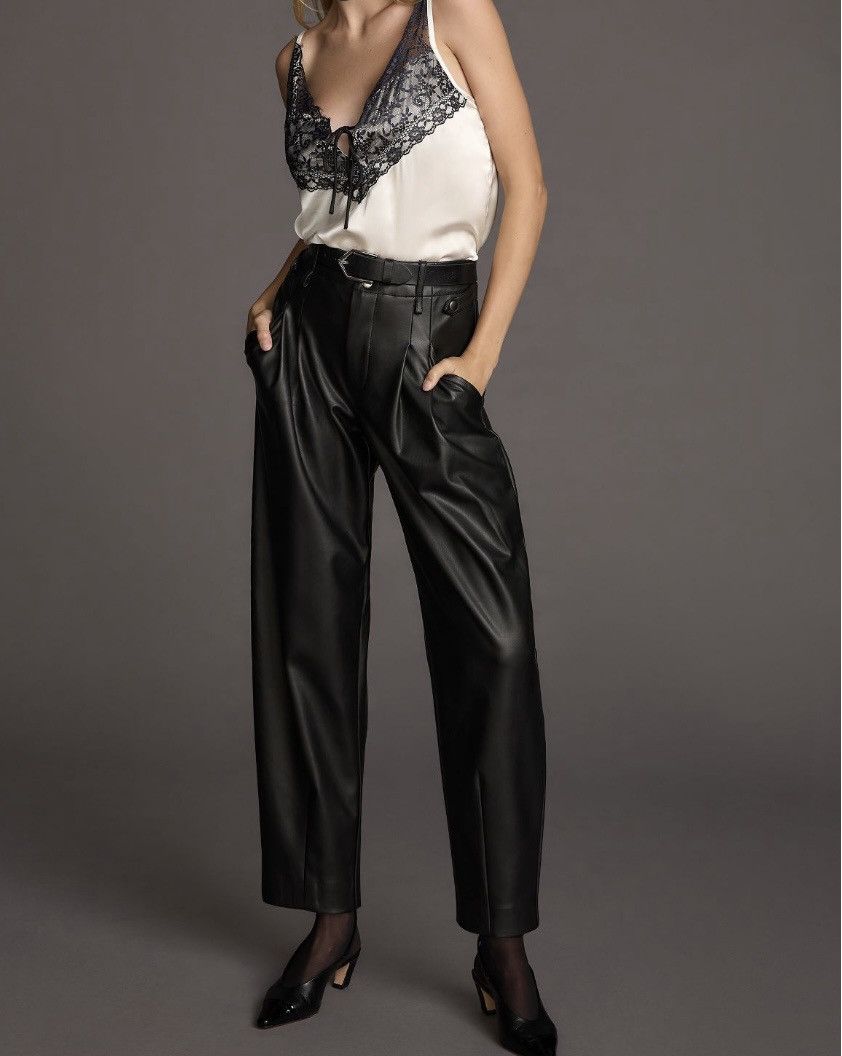 Anthropologie Anthropologie Faux Leather Tapered Pleated Pants, Size 2 Size 26" / US 2 / IT 38 - 4 Thumbnail
