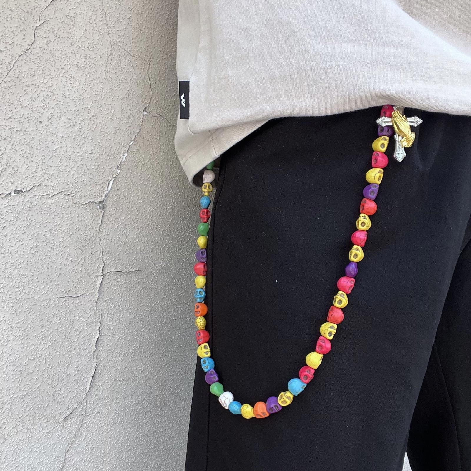 VIBE Colorful Skull Beaded Wallet Chain, Belt Chain, Pants Chain Size ONE SIZE - 1 Thumbnail
