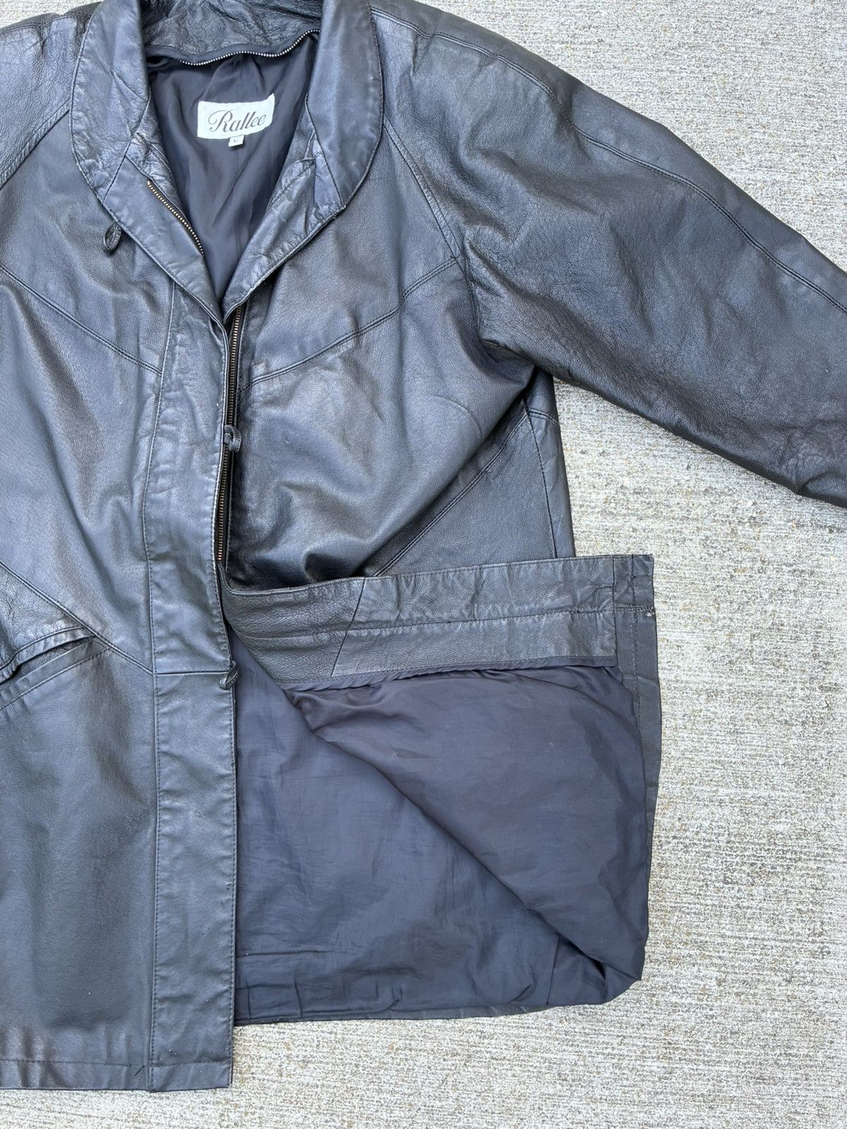 Leather × Vintage Vintage y2k chic Rallee black leather overcoat jacket Size L / US 10 / IT 46 - 5 Thumbnail