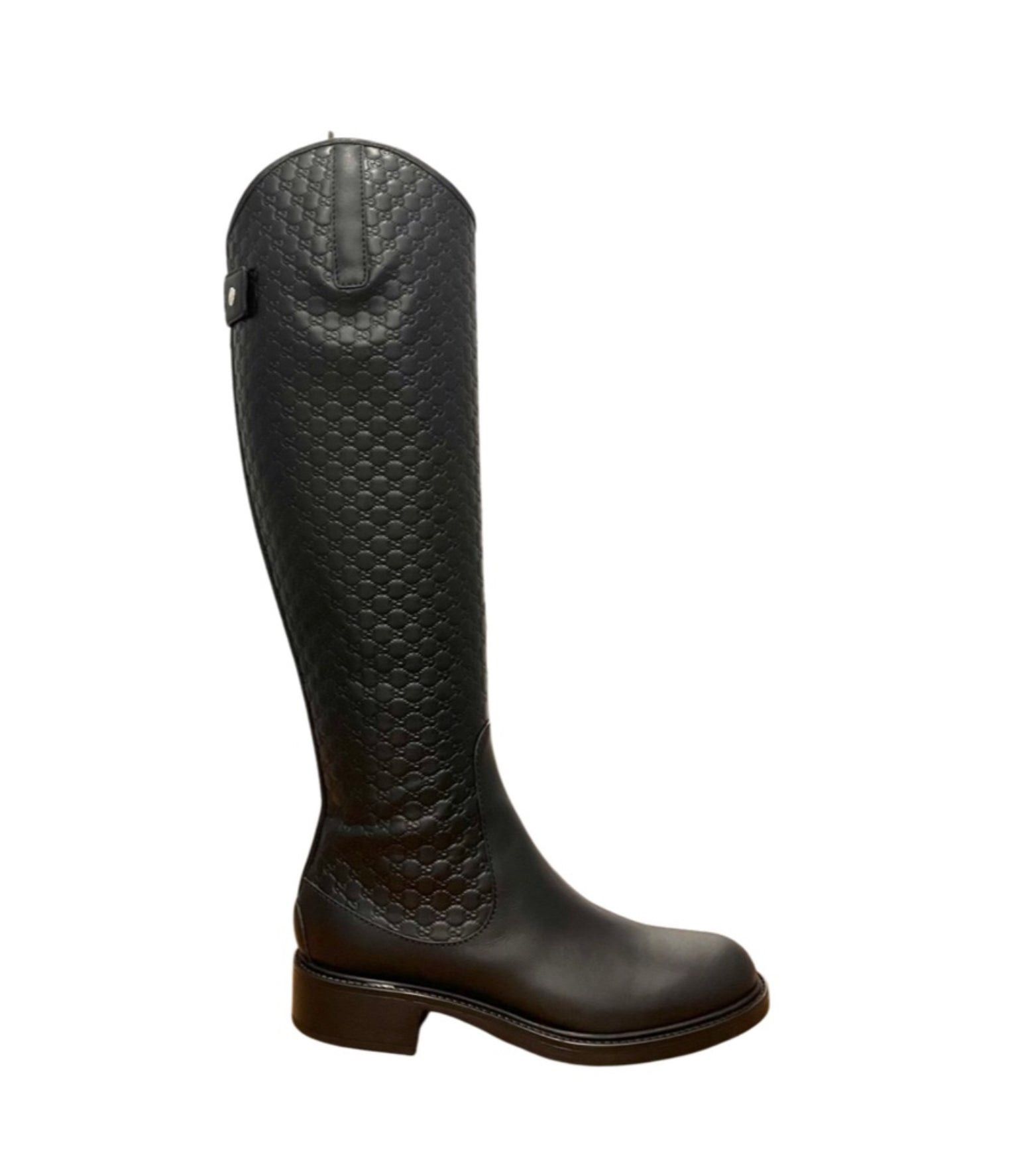 image of Gucci Micro GG Supreme Leather Knee Boots Size 37 in Black, Women's