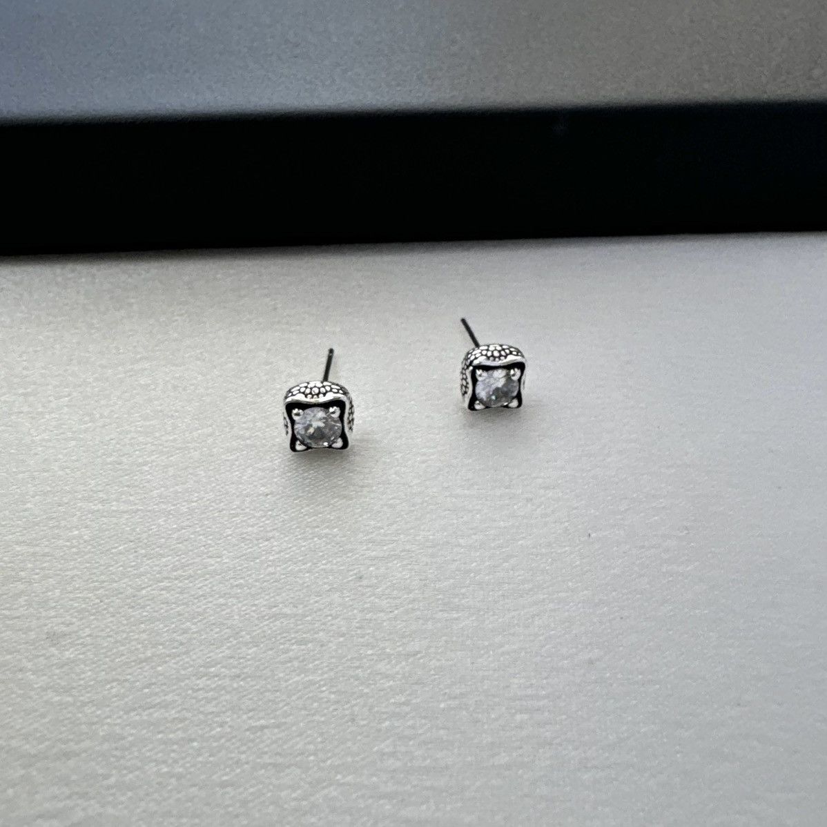 Other CZ 5mm Small Geometric Square Stud Earrings for Men Women Size ONE SIZE - 1 Thumbnail