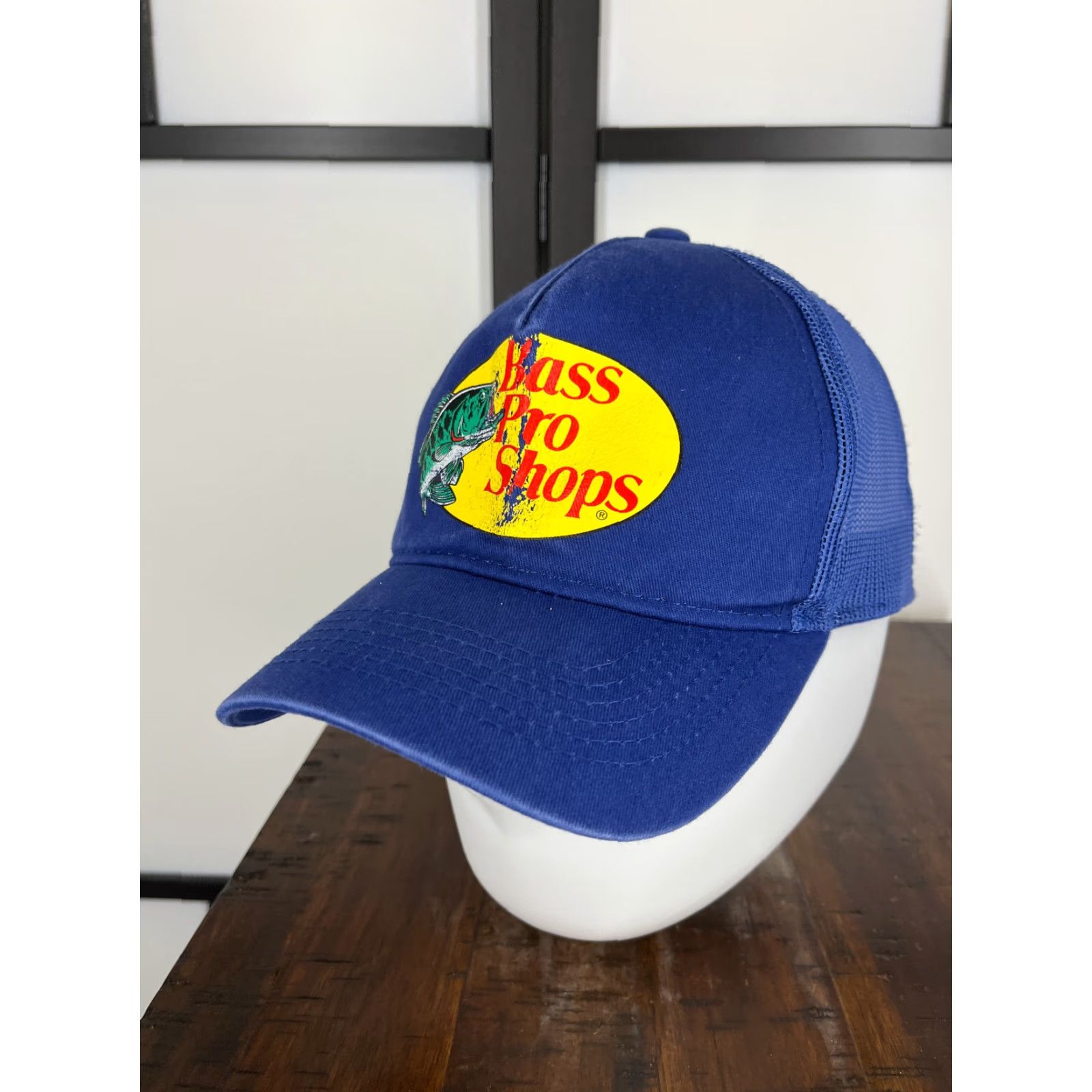 Bass Pro Shops BASS PRO SHOPS Trucker Hat Adjustable Adult One Size Blue Cotton Twill Fish Camp Mens Size ONE SIZE - 4 Thumbnail