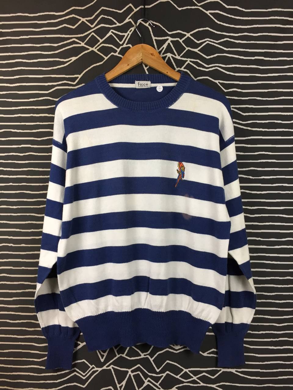 Yoshiyuki Konishi Vtg Ficce Yoshiyuki Konishi Parrot Logo Striped Knit Sweater Size US XL / EU 56 / 4 - 1 Thumbnail