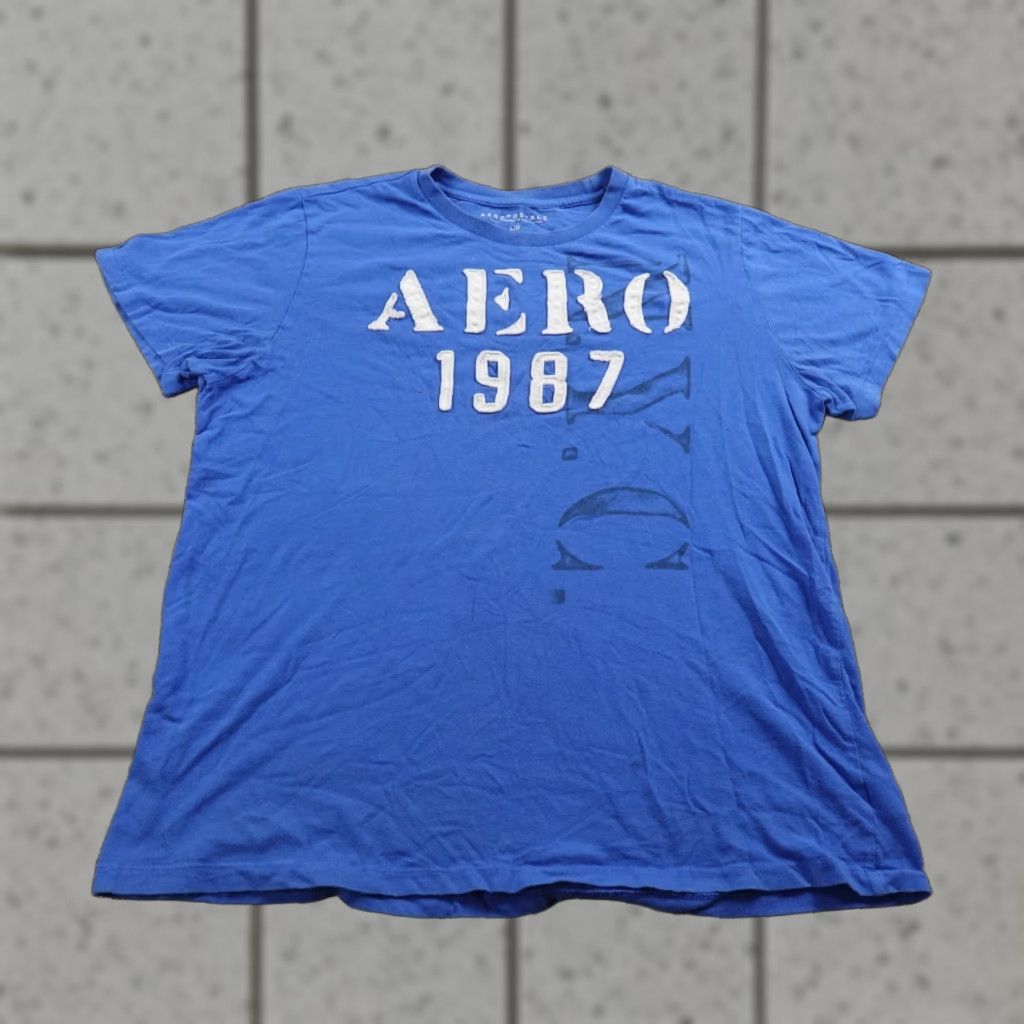 Vintage Aero NYC Spell Out Logo Aeropostale Shirt Mens L Blue Applique Preppy Casual Y2K Size US L / EU 52-54 / 3 - 1 Thumbnail