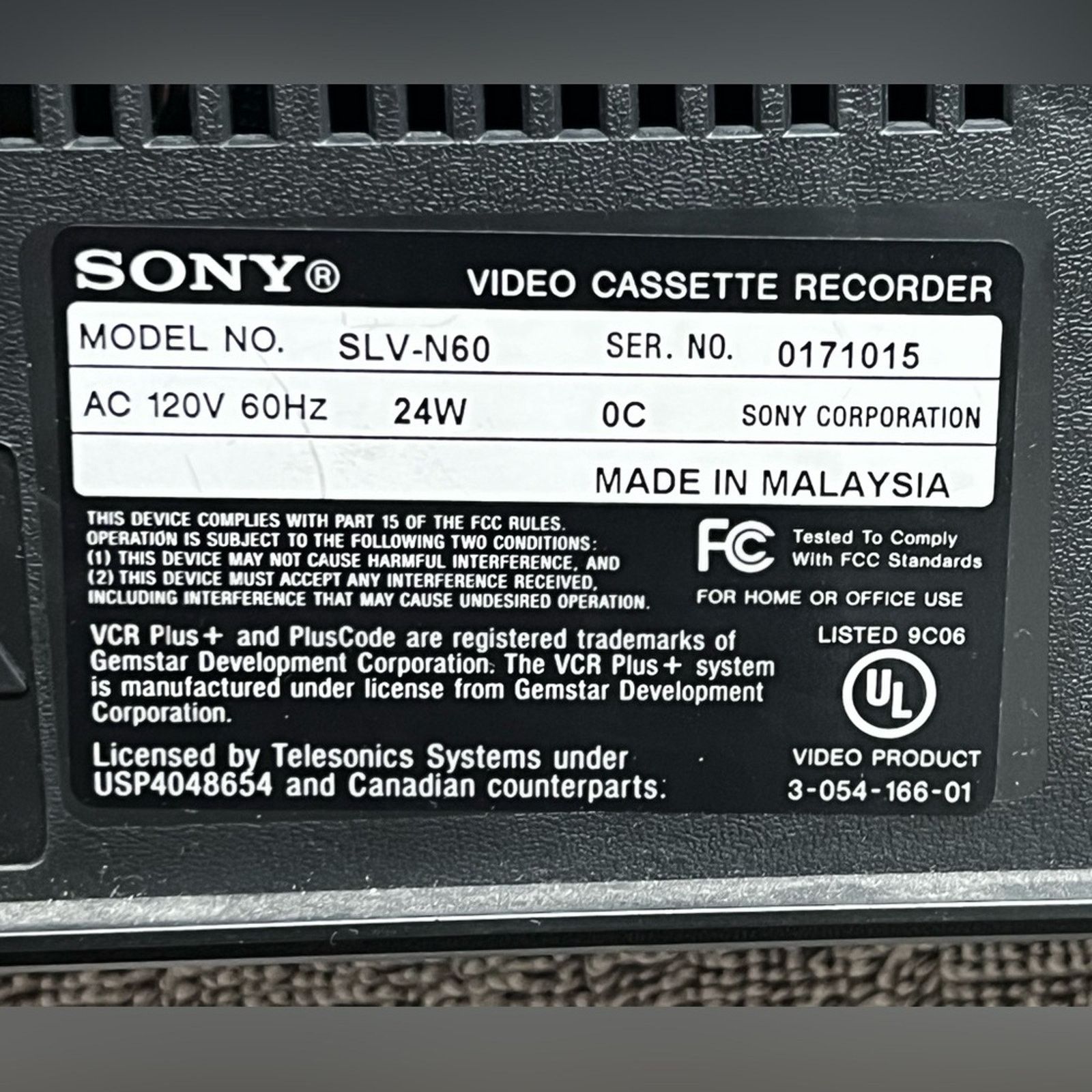 Sony Sony SLV-N60 VCR VHS Player 4-Head NO Remote - TESTED/WORKS Size ONE SIZE - 7 Thumbnail