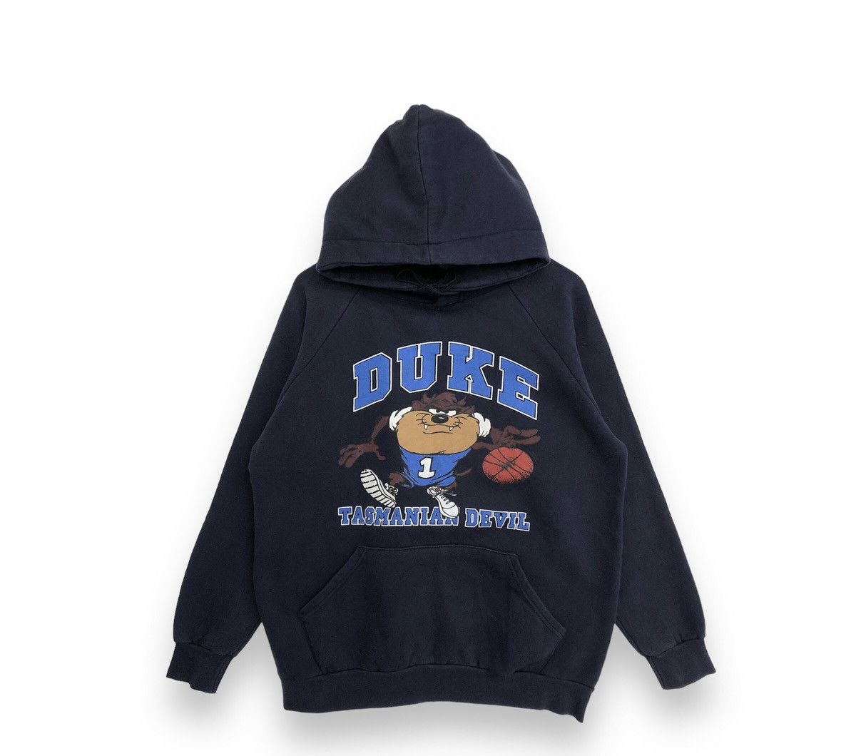 image of American College x Movie Tasmanian Devil X Duke Varsity Hoodie Sweatshirts in Navy (Size Medium)