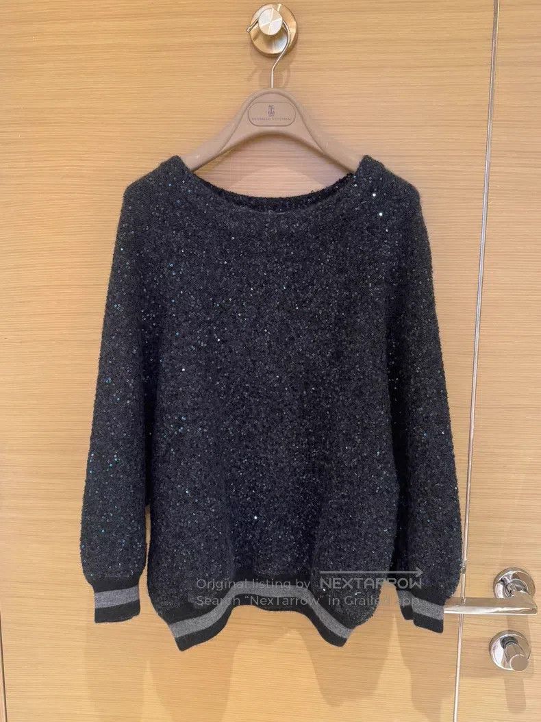 Brunello Cucinelli Brunello Cucinelli Heavy Sequin Knit Top Size S / US 4 / IT 40 - 1 Thumbnail