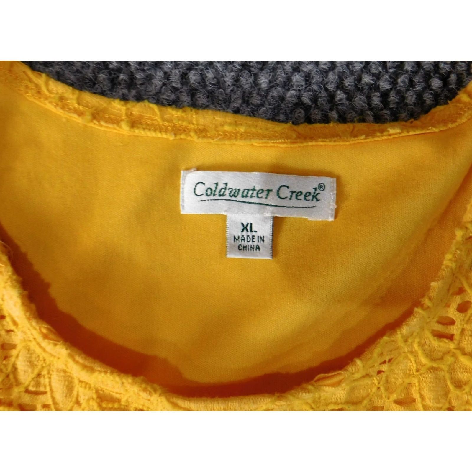 Coldwater Creek Coldwater Creek Blouse XL Womens Yellow Floral Lined Knit Sleeveless Cap Sleeve Ruffle Collared Casual Size XL / US 12-14 / IT 48-50 - 5 Thumbnail