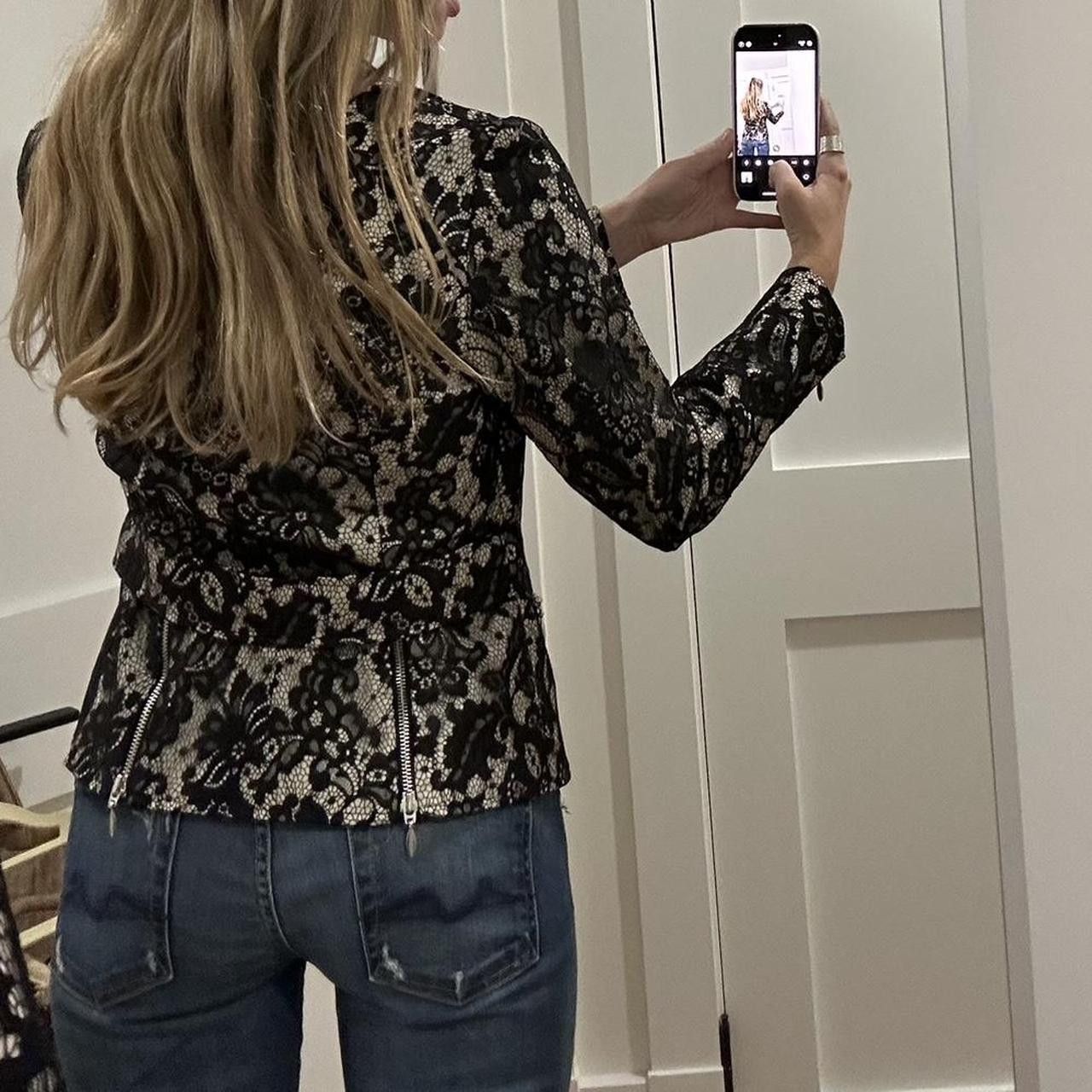 ANNE FONTAINE Vintage Anne Fontaine black and white floral lace blazer Size XS / US 0-2 / IT 36-38 - 2 Thumbnail