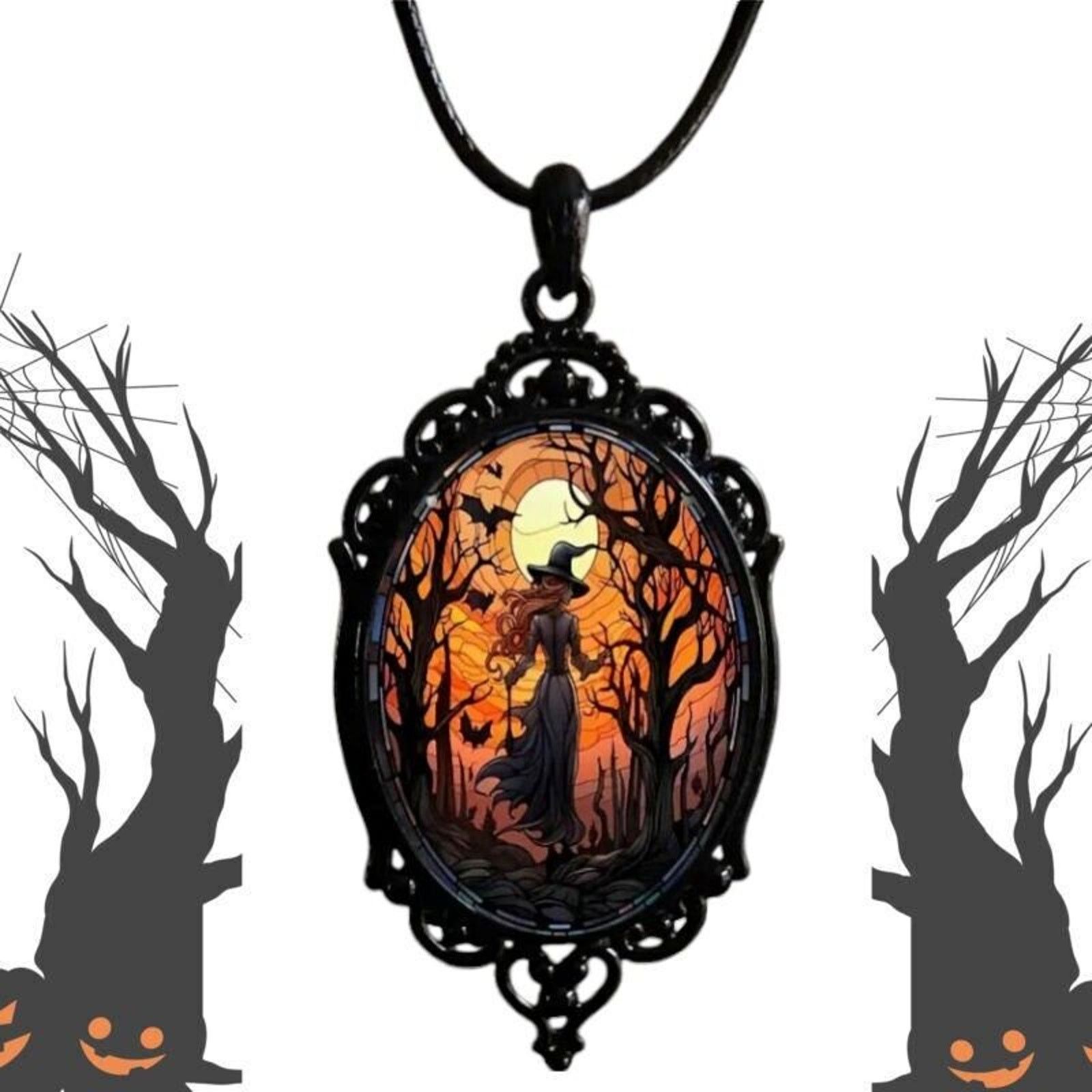 Other Witch Design Vintage Gothic Halloween Style Pendant Necklace Size ONE SIZE - 5 Thumbnail