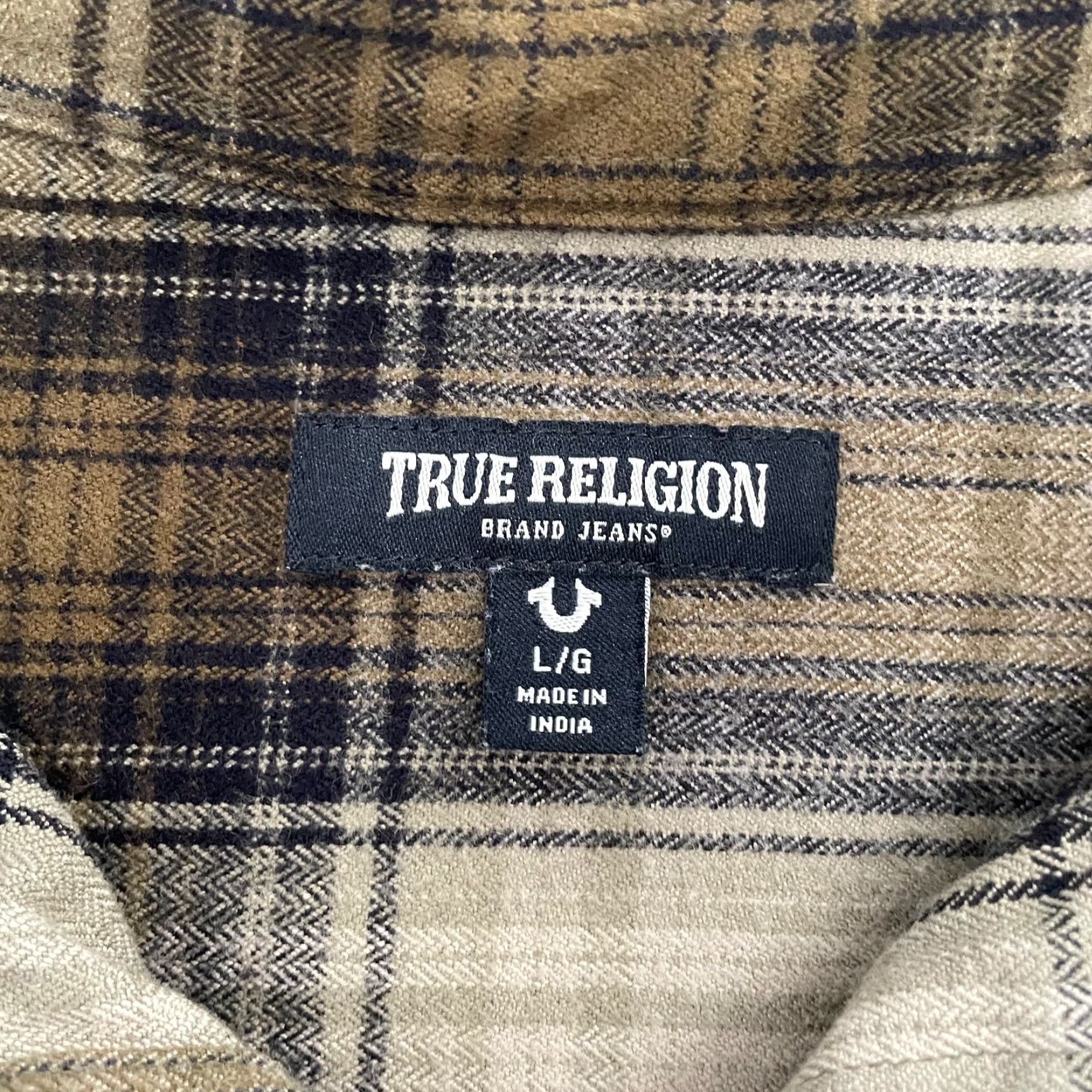 True Religion VINTAGE True Religion Shirt Adult Large Brown Flannel Long Sleeve Button-Up Mens L Plaid Classic Western Coffee Brown 90s Mens L Size US L / EU 52-54 / 3 - 6 Thumbnail