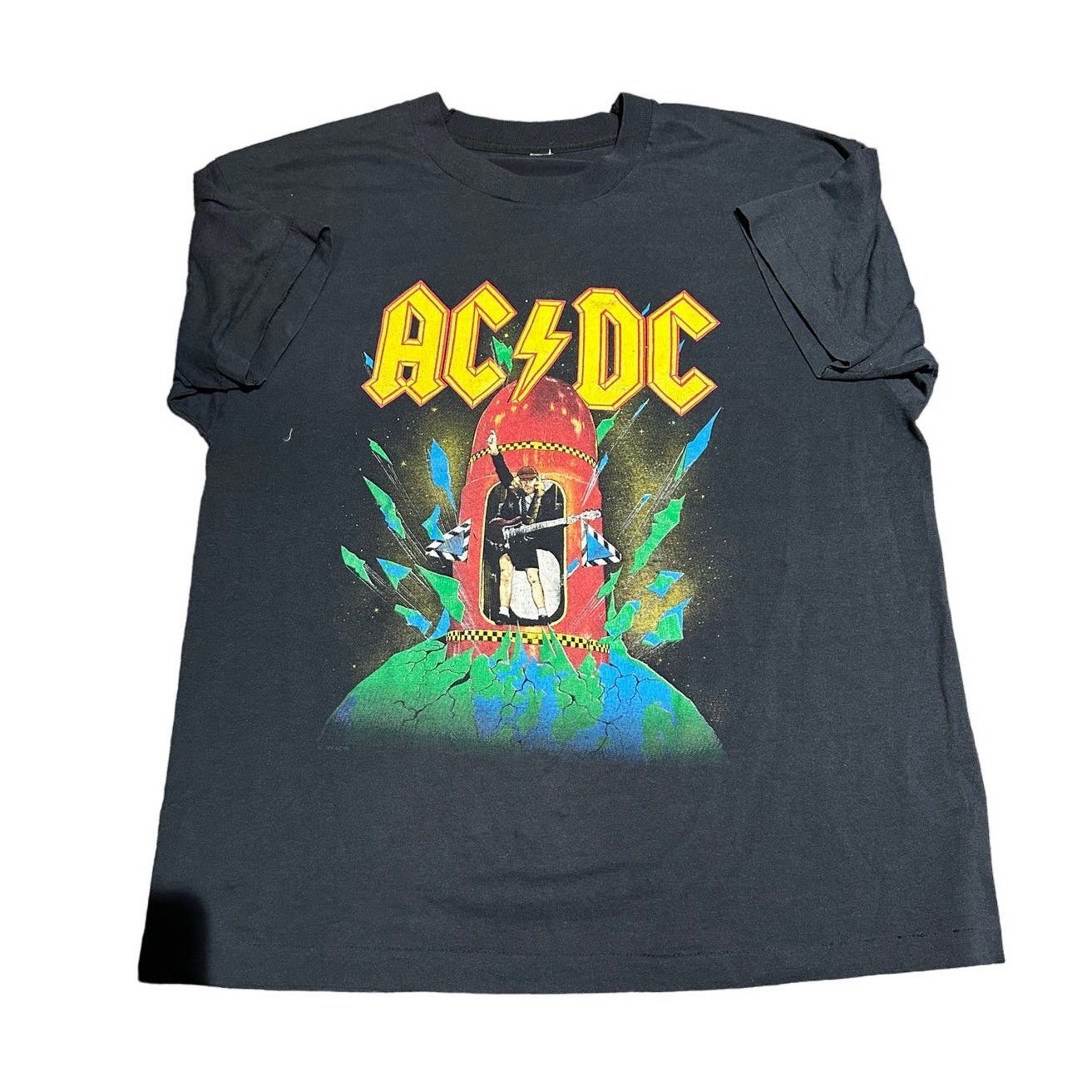 image of Vintage 1988 Acdc World Tour T-Shirt in Black, Men's (Size Large)
