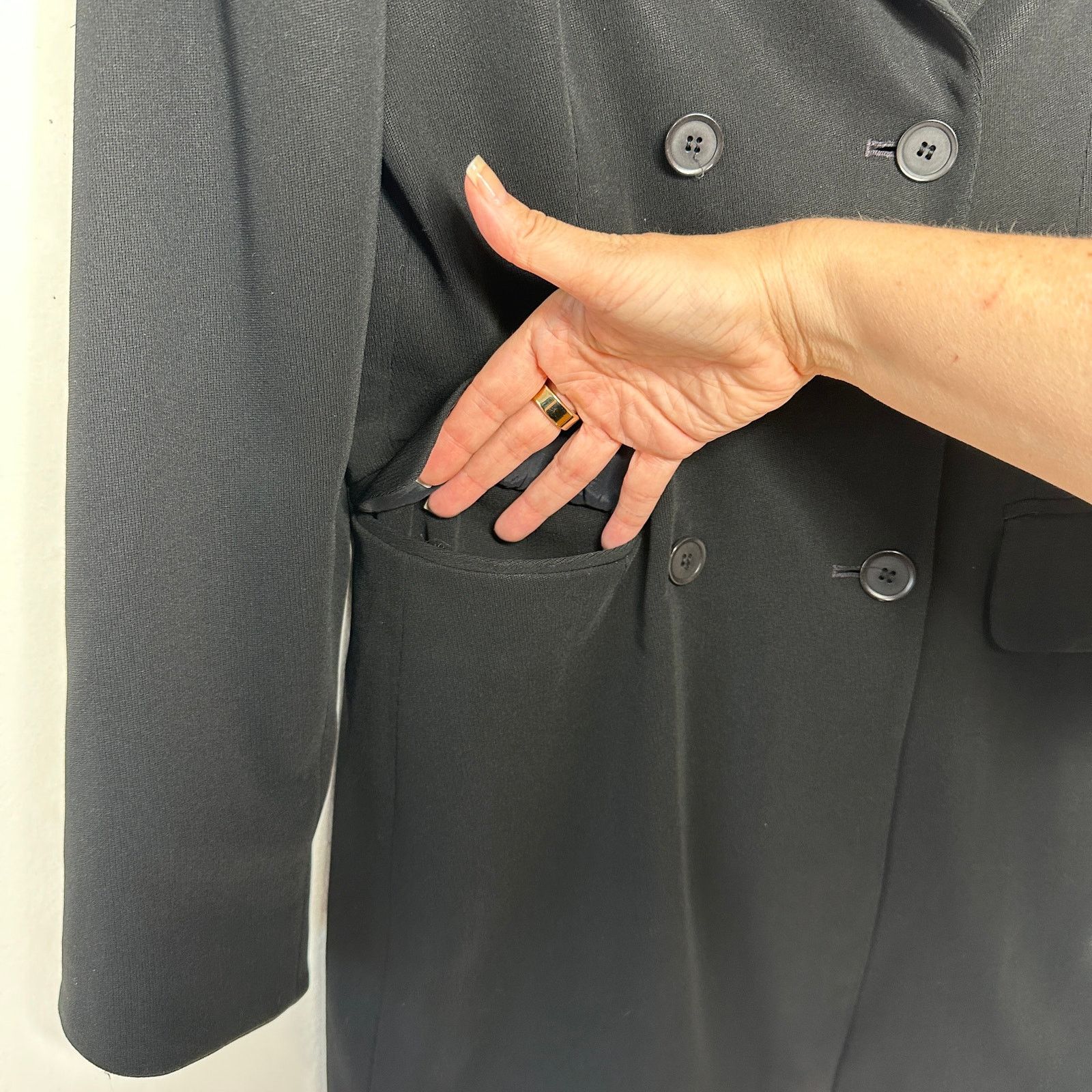 Other Philippe Adec Black Double Breast Wool Dress Jacket Blazer 4 Size S / US 4 / IT 40 - 3 Thumbnail