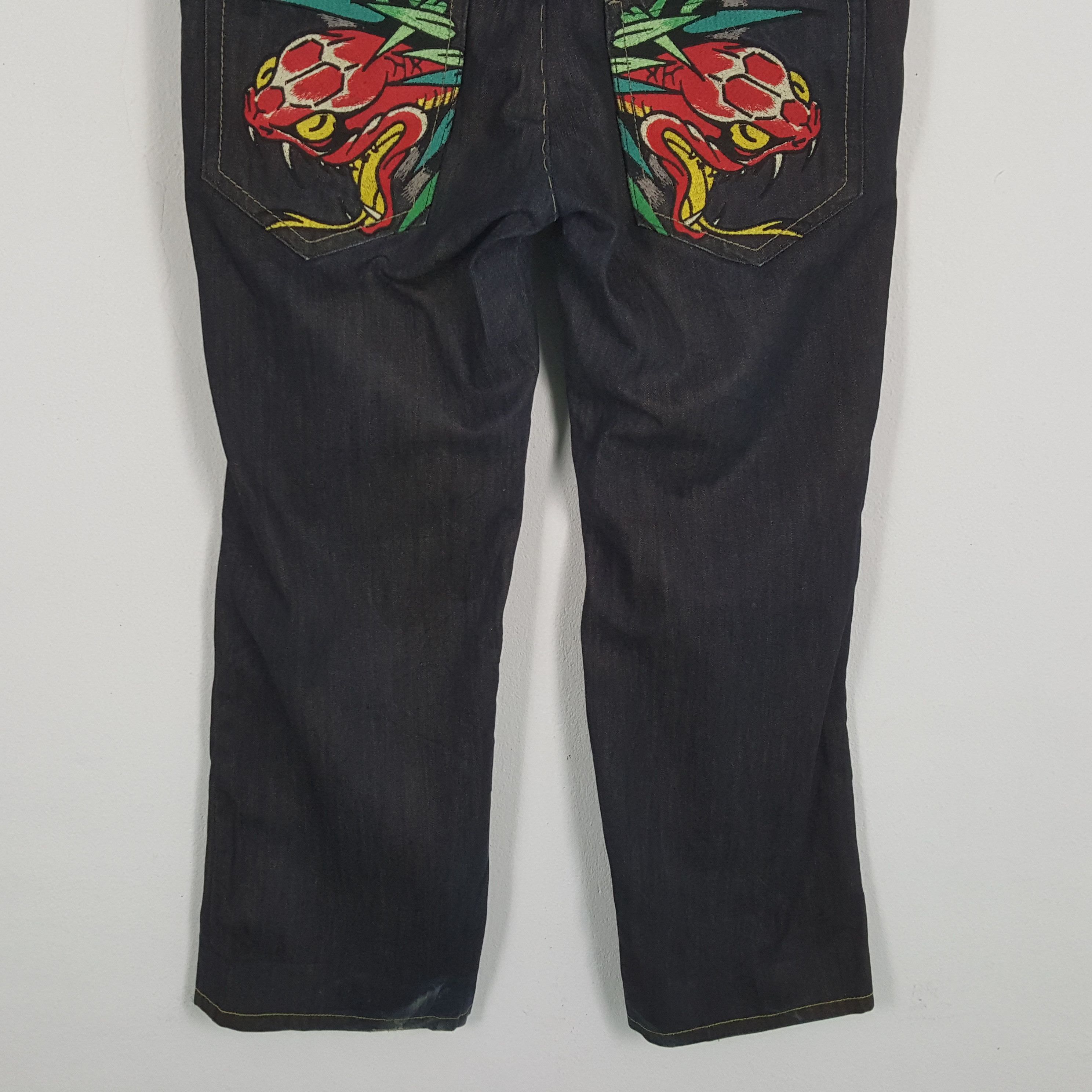 Christian Audigier × Ed Hardy × Vintage ED HARDY Fashion Designer Brand Snake Design Jeans Size US 38 / EU 54 - 3 Thumbnail