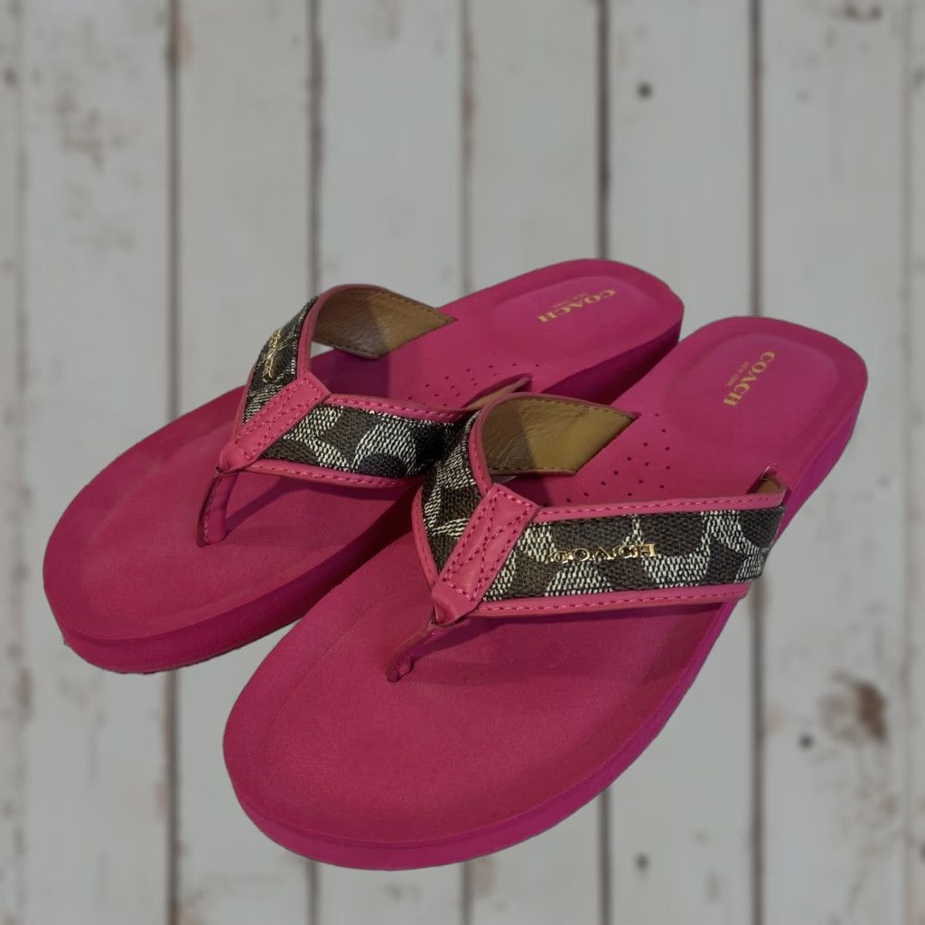 Coach Coach Judy Brown Pink Flip Flops Women’s 9.5 Sandal B Leather Slip On Casual Womens Size US 10 / IT 40 - 1 Thumbnail