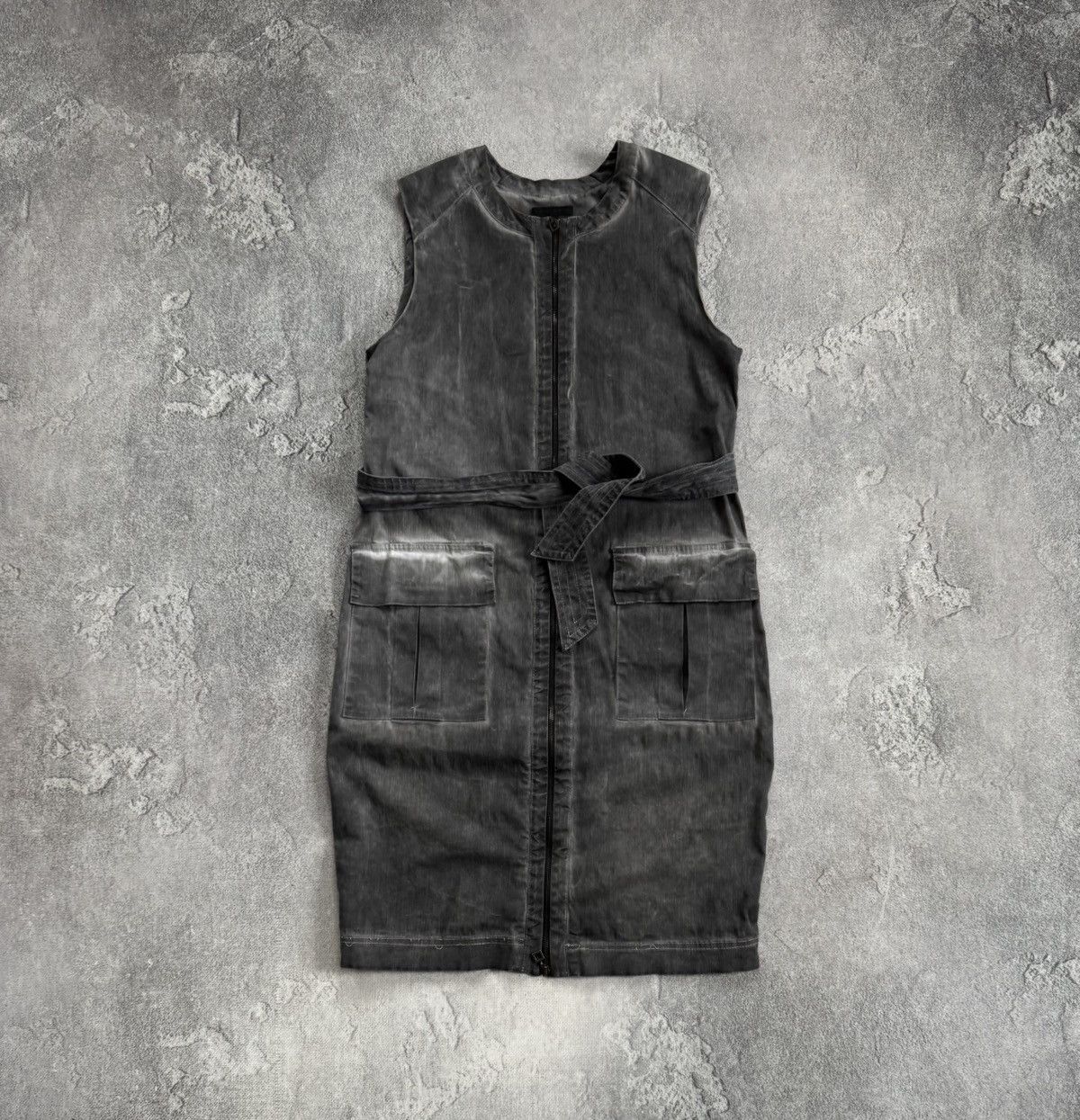 Sarah Pacini Sarah Pacini 1size gray washed zip dress sleeveless Size S / US 4 / IT 40 - 1 Thumbnail