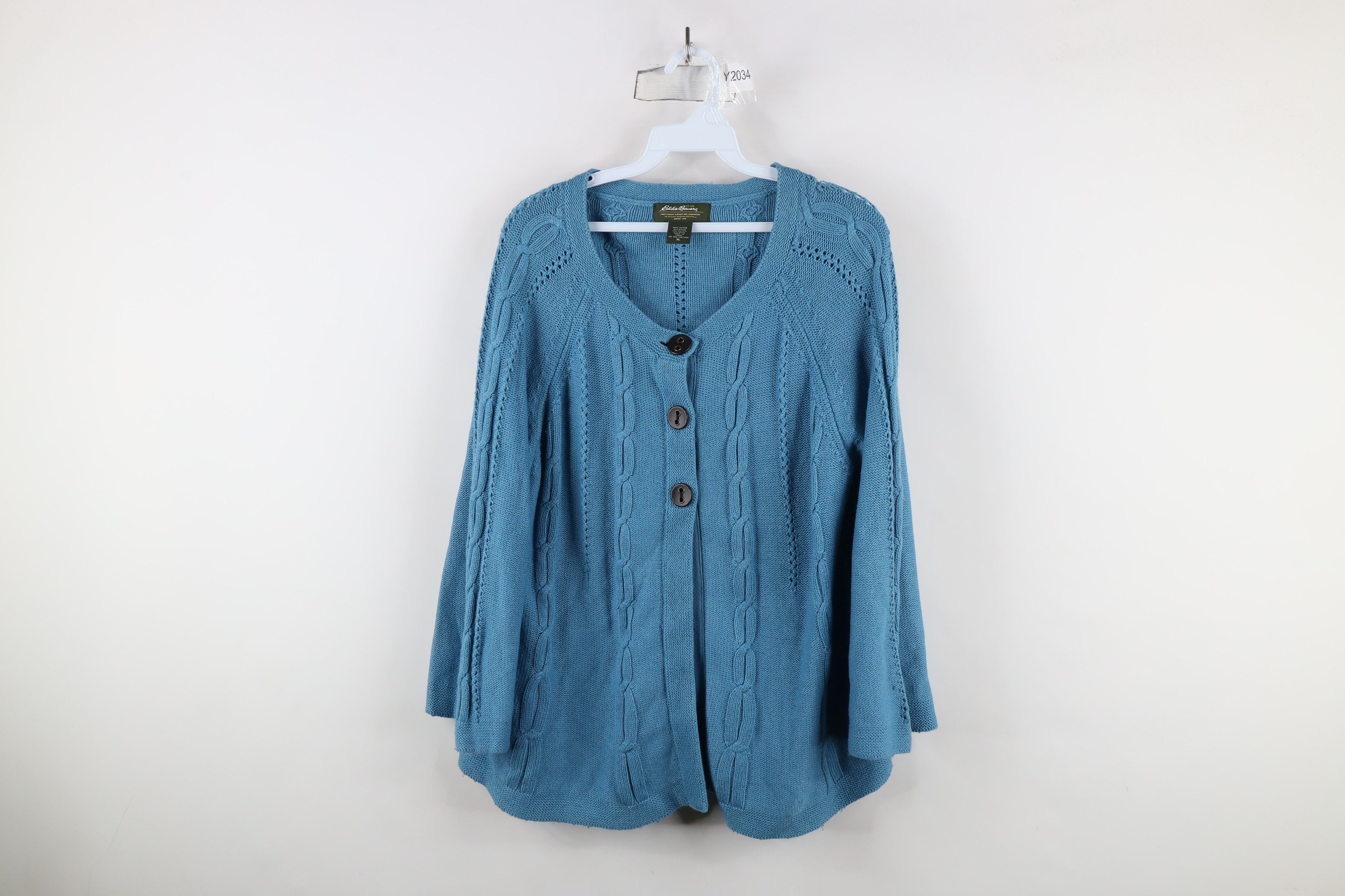 Eddie Bauer × Vintage Vintage Eddie Bauer Wool Blend Cable Knit Cardigan Sweater Size XL / US 12-14 / IT 48-50 - 1 Thumbnail