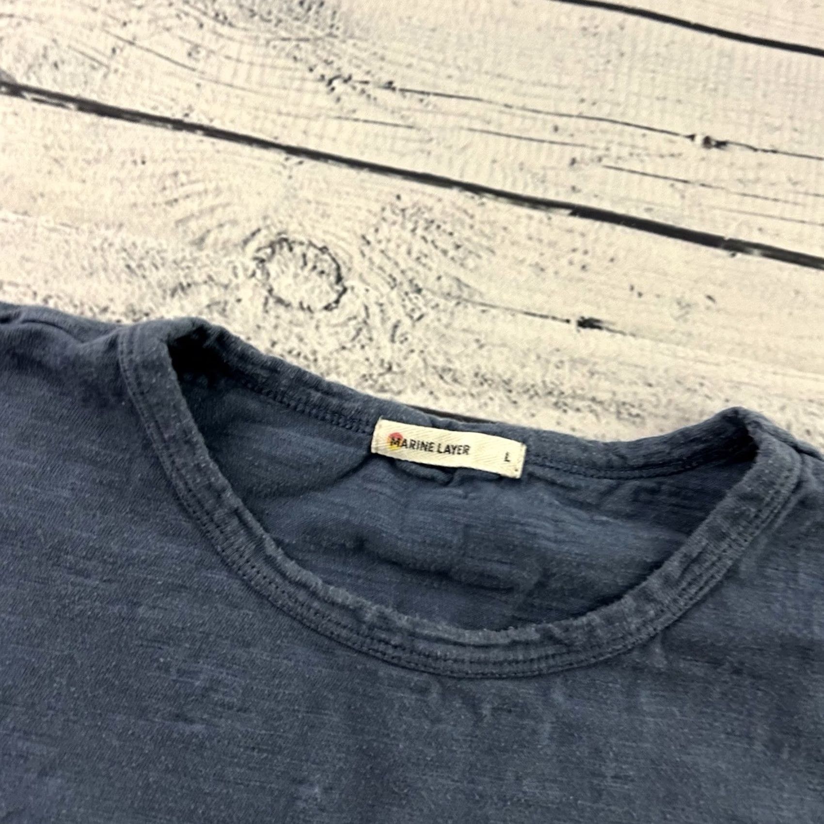 Marine Layer Marine Layer Short Sleeve T-Shirt Men L Striped Cotton White Blue 100% Cotton Shirt Mens Large Short Sleeve Stripe Size US L / EU 52-54 / 3 - 2 Thumbnail