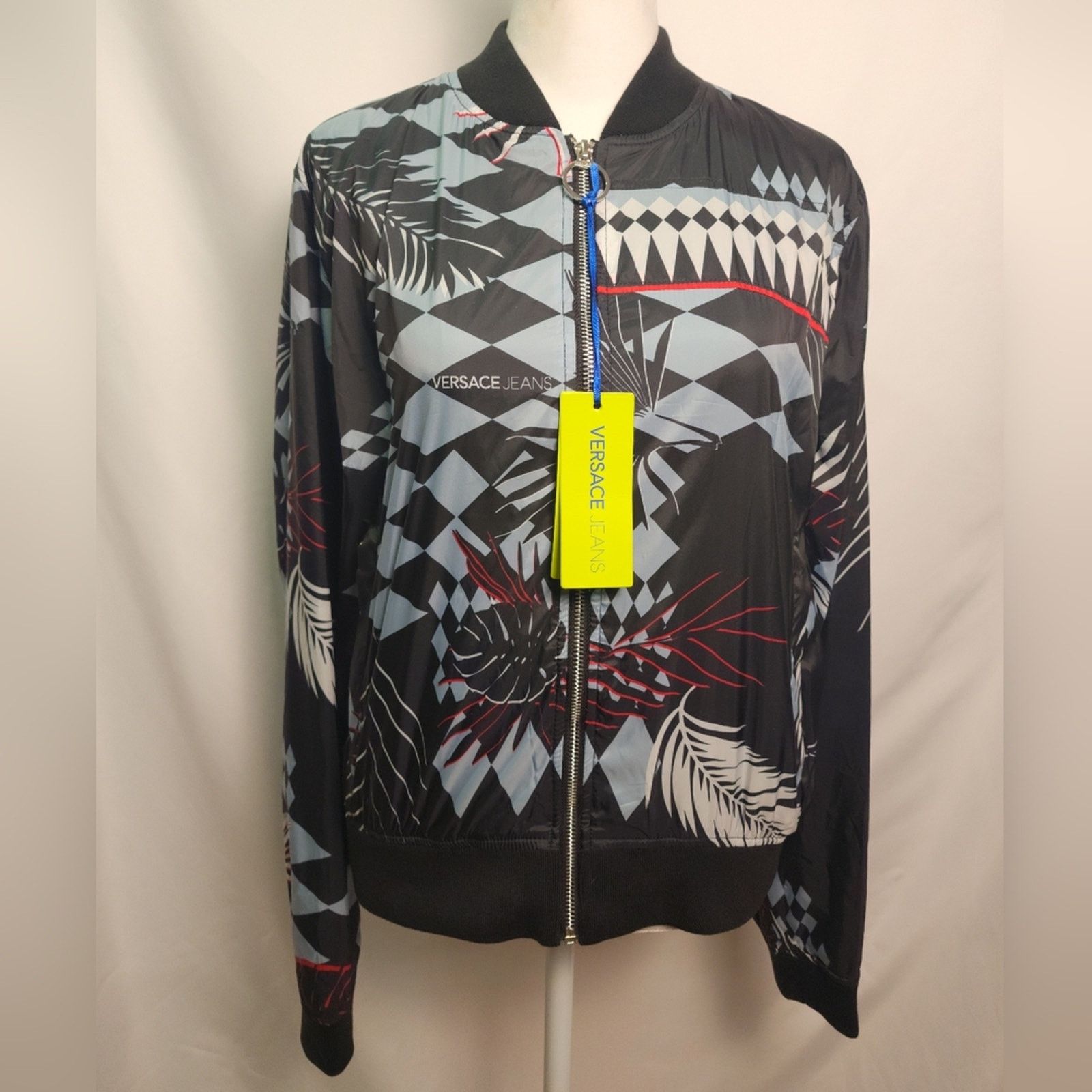 Versace Versace Nylon Geometric Patterned Palm Bomber Jacket 44 Lg Size L / US 10 / IT 46 - 4 Thumbnail