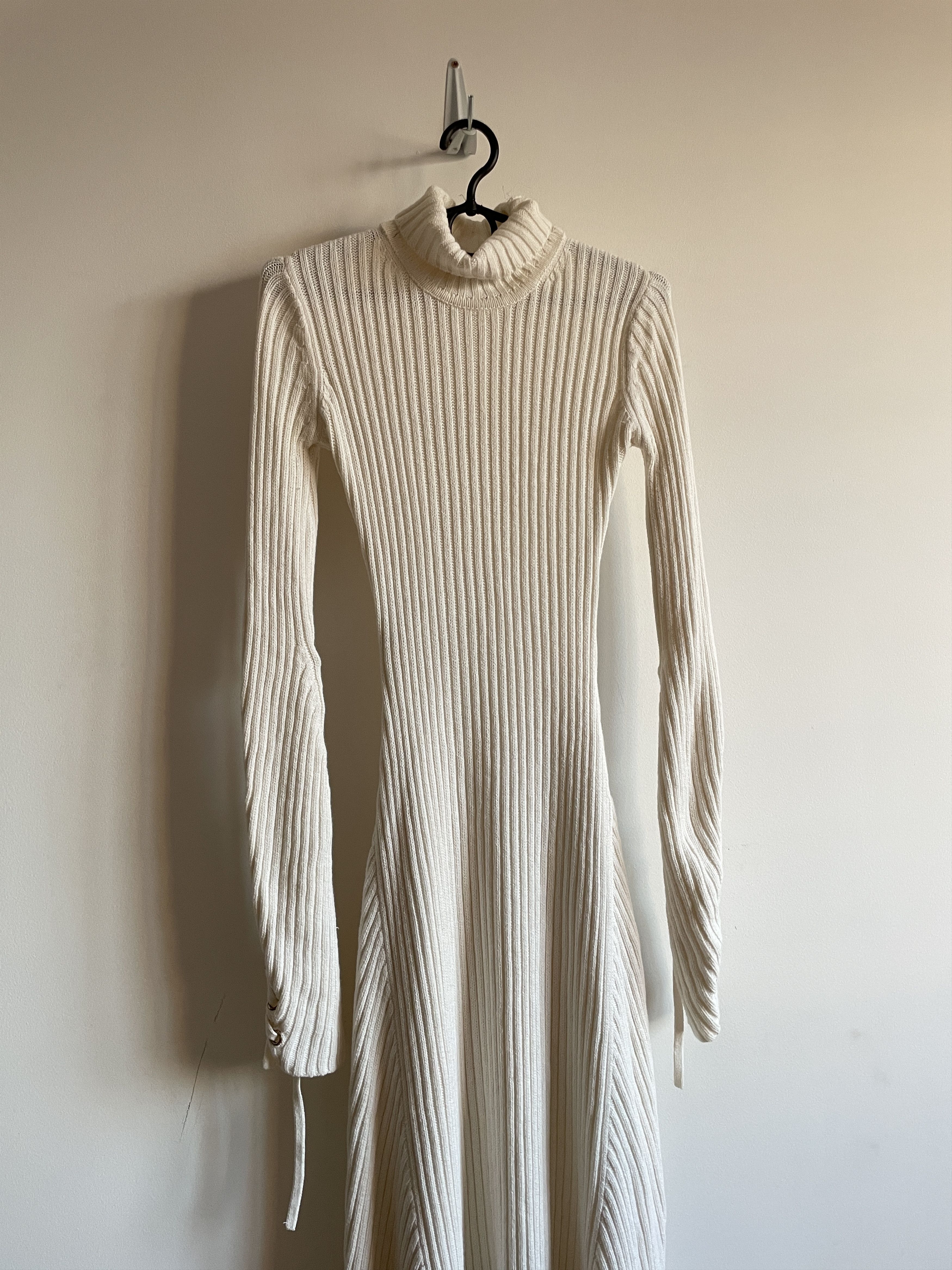 Maje Maje Rafaela Cotton/Wool Ribbed Lace-up Sleeve Maxi Dress Size S / US 4 / IT 40 - 4 Thumbnail
