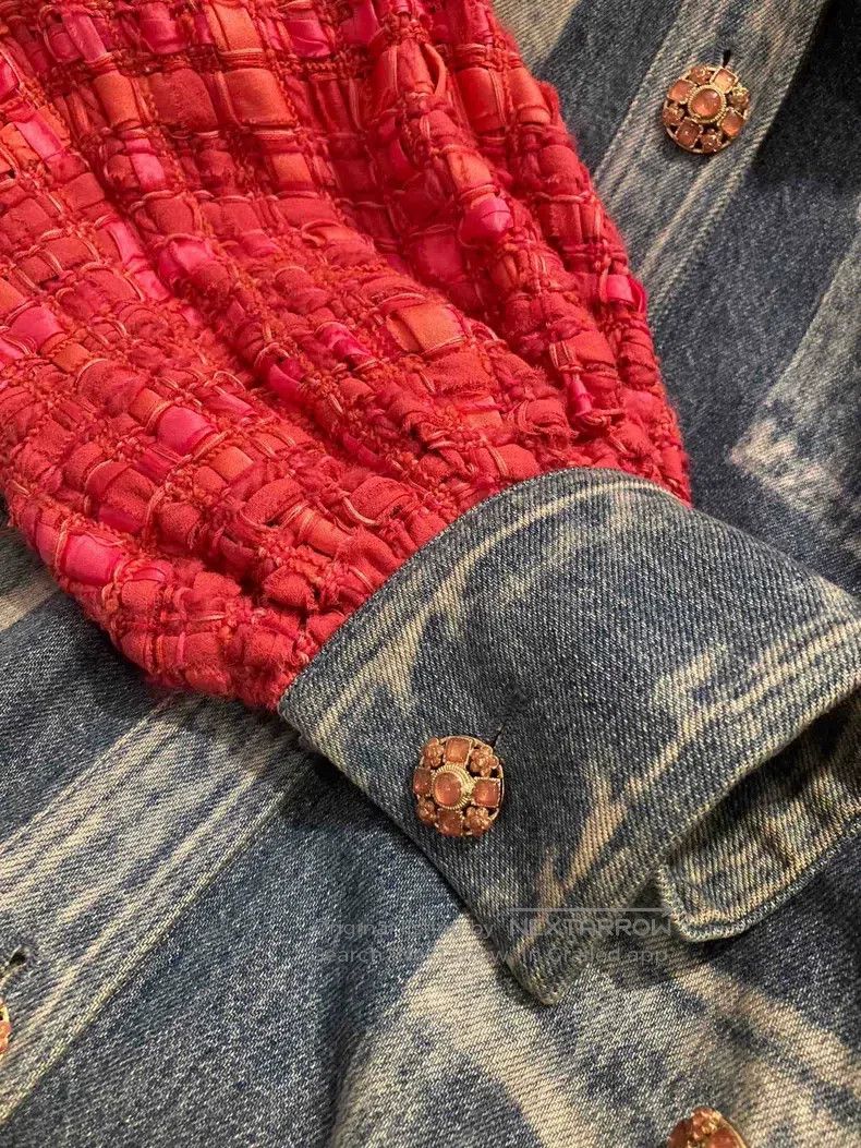 Chanel Chanel Chair Series Pink Blue Denim Knitted Coat Size XS / US 0-2 / IT 36-38 - 7 Thumbnail