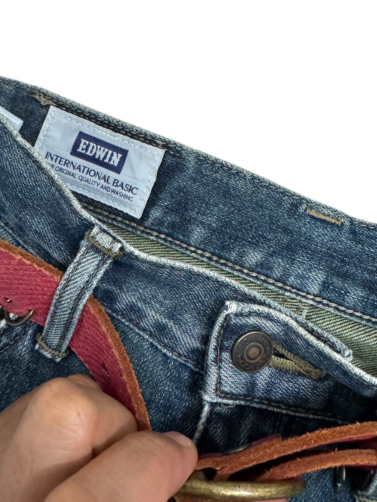 Edwin × Vintage EDWIN 403 DISTRESSED DESIGN DENIM JEANS Size US 28 / EU 44 - 8 Thumbnail