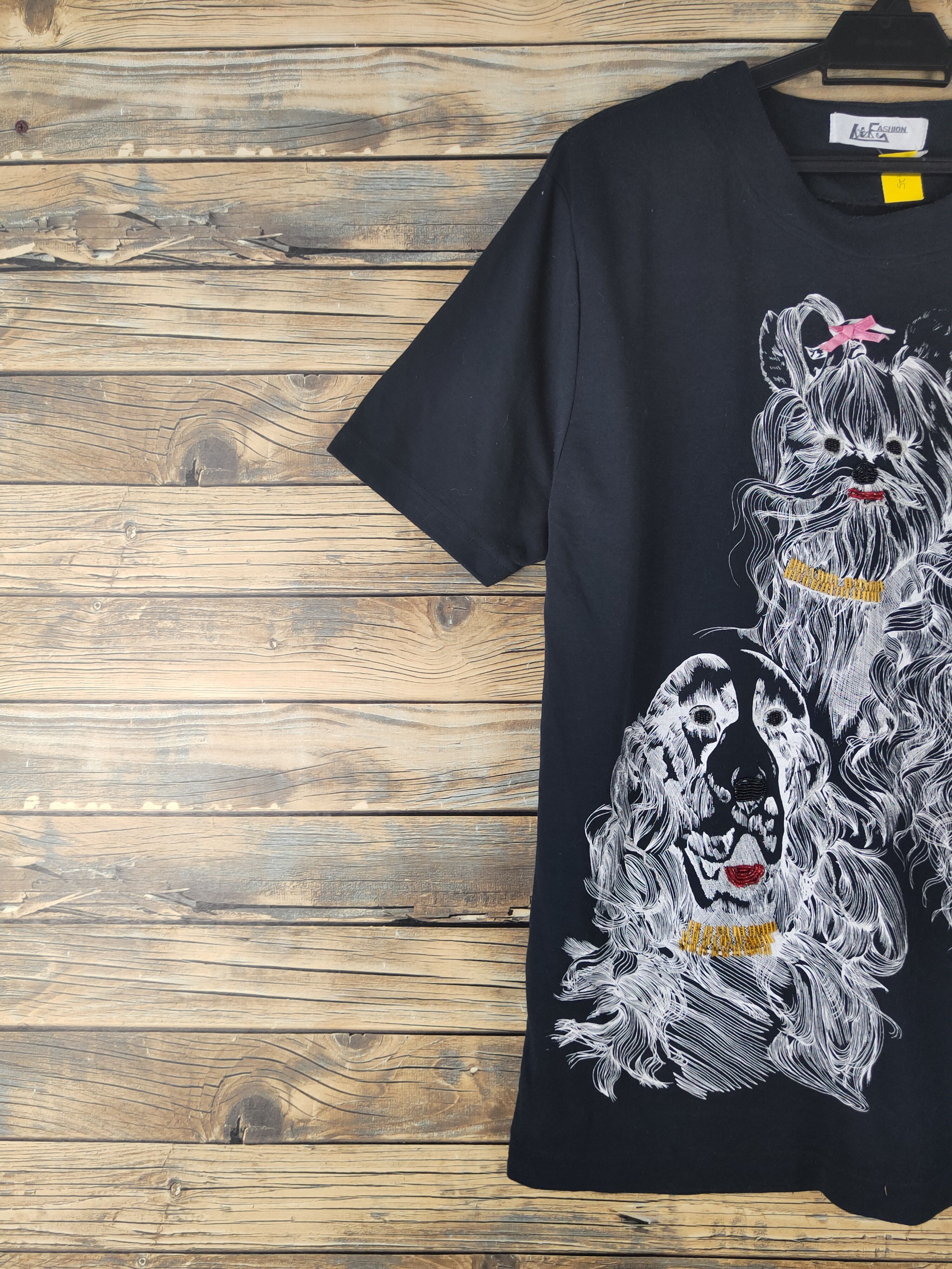 Japanese Brand DL Aify Fashion Dog Black Short Sleeve T-shirt #1625 Size US L / EU 52-54 / 3 - 4 Thumbnail