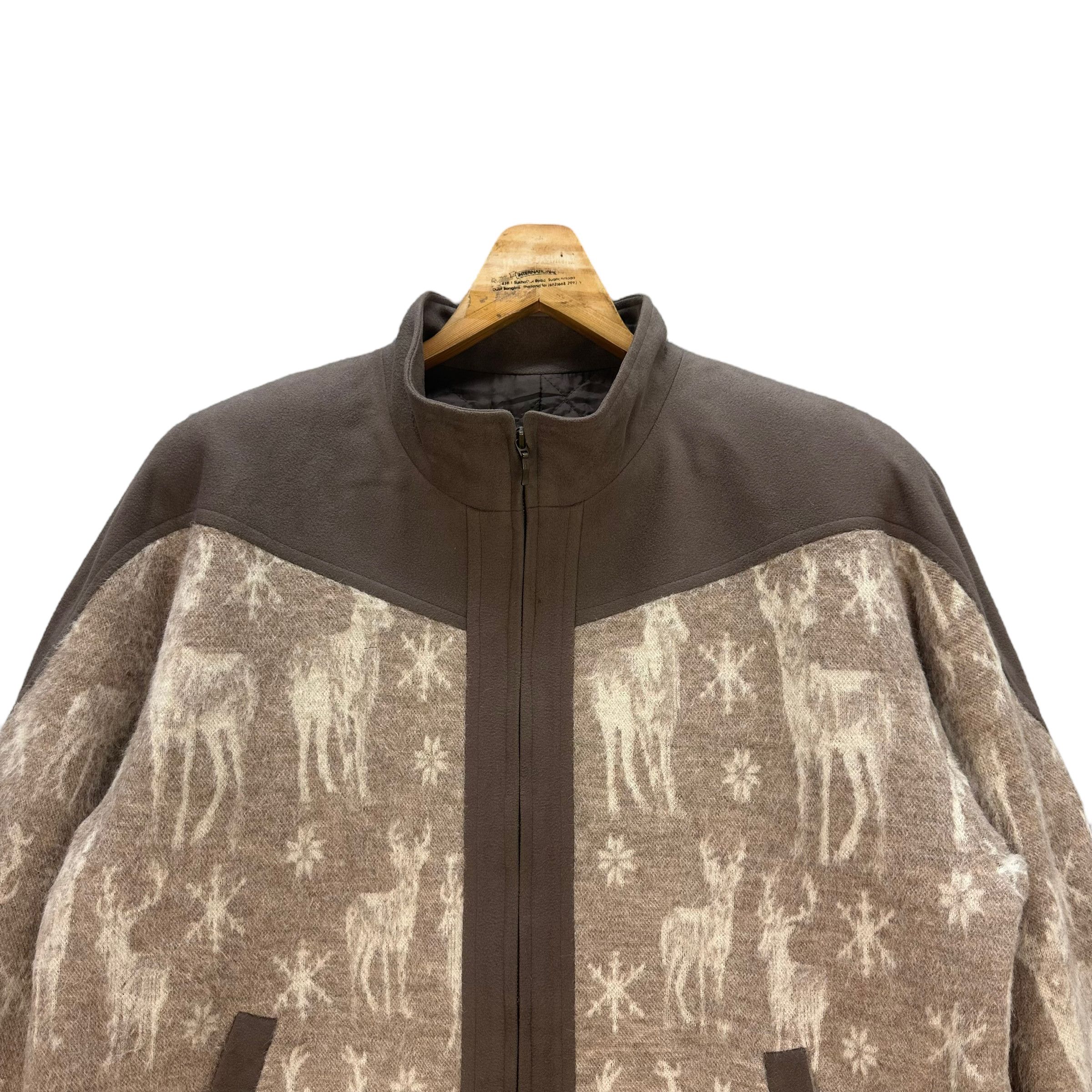 Japanese Brand ALPACA WOOL PRINTED DEER FLEECE JACKET #8475-011 Size US M / EU 48-50 / 2 - 2 Thumbnail