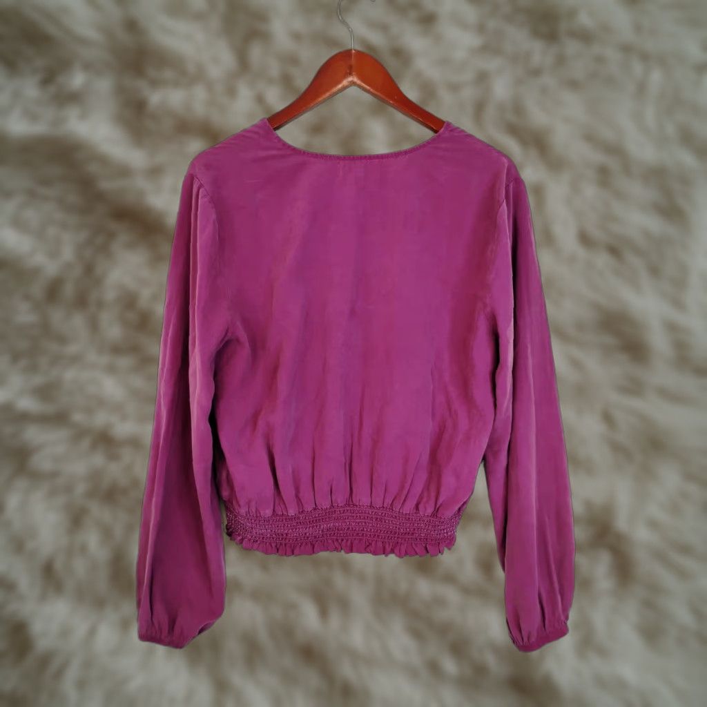 Anthropologie Cloth & Stone Blouse V-Neck Long Sleeve XL Purple Woman Shirt Regular Tencel Casual Fall Spring Summer Womens Size XL / US 12-14 / IT 48-50 - 1 Thumbnail