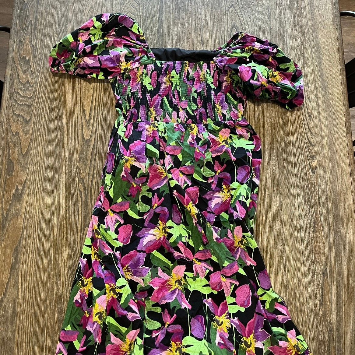 Express Express Poplin Maxi Dress Floral Square Neck Puff Sleeve L Size L / US 10 / IT 46 - 8 Thumbnail
