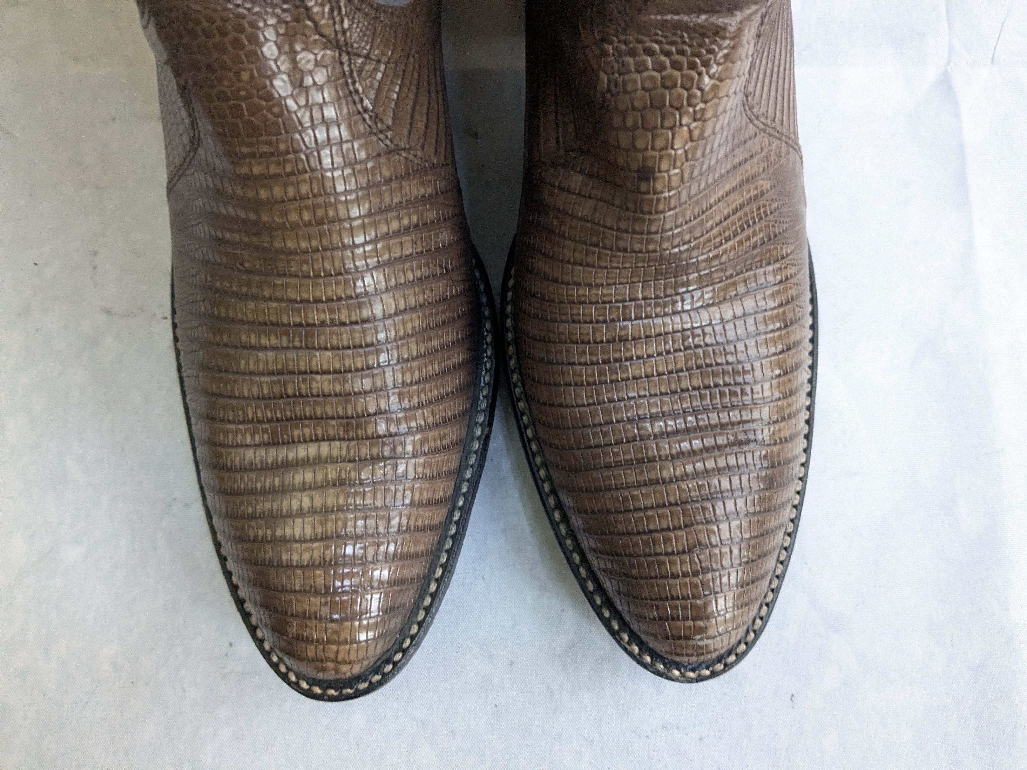 Dan Post Dan Post Cowboy Boots Olive Green Lizard Leather 8.5 Gray Size US 8.5 / EU 41-42 - 5 Thumbnail