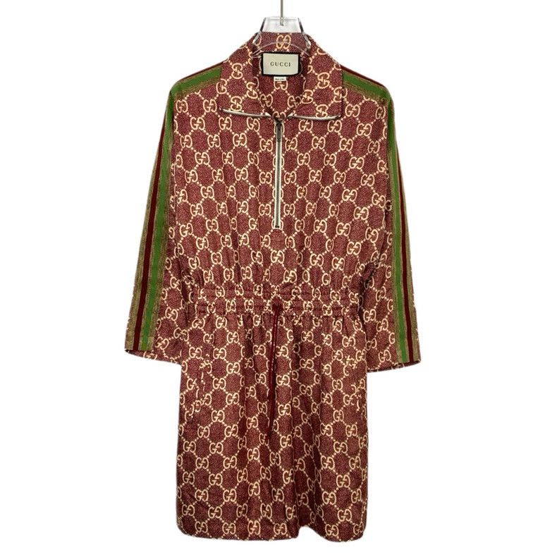 Gucci gucci brown logo zip-neck dress with waist details-dmc Size S / US 4 / IT 40 - 1 Thumbnail