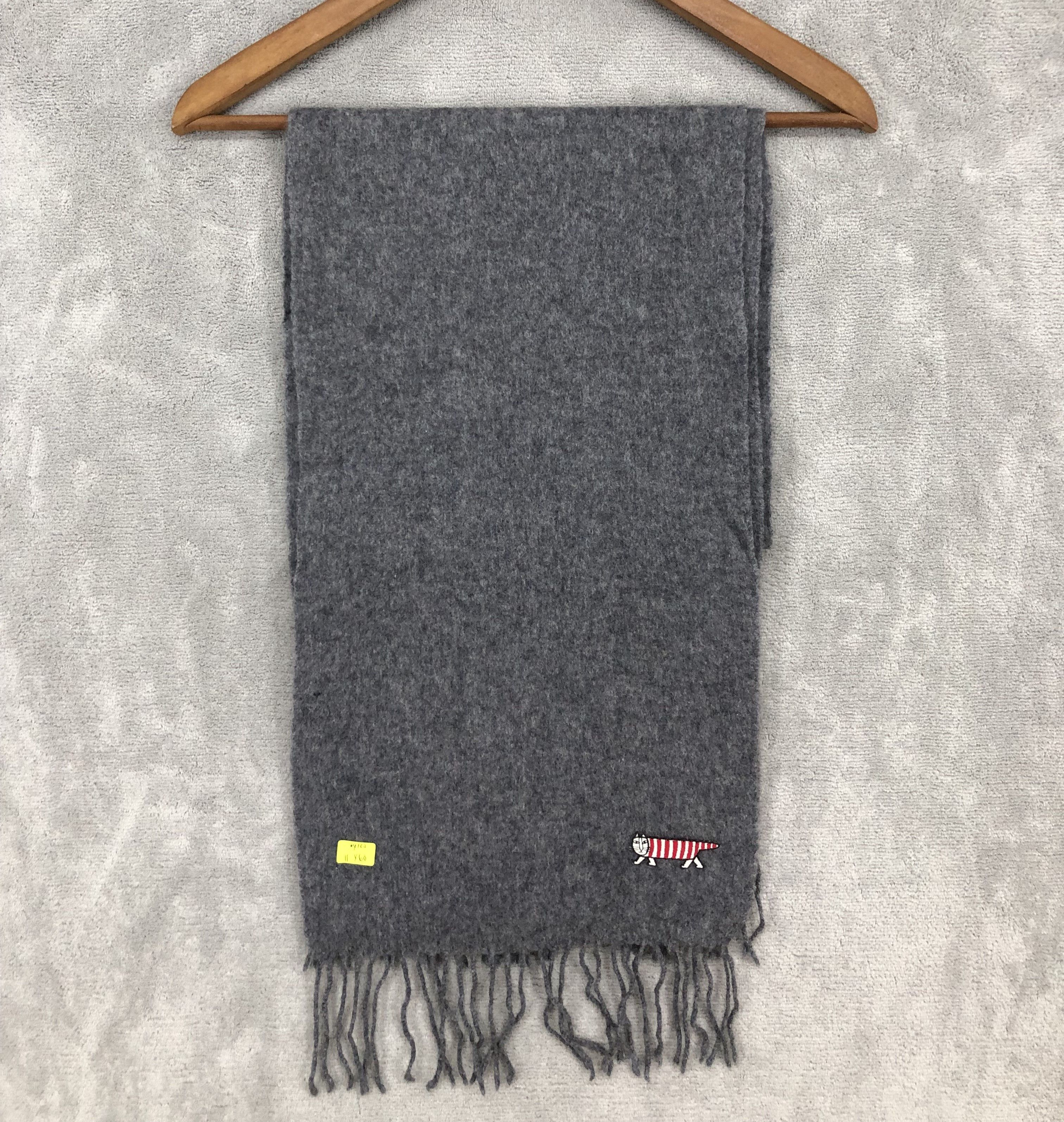 image of Designer Lisa Larson Gray Wool Scarf Muffler in Grey, Women's