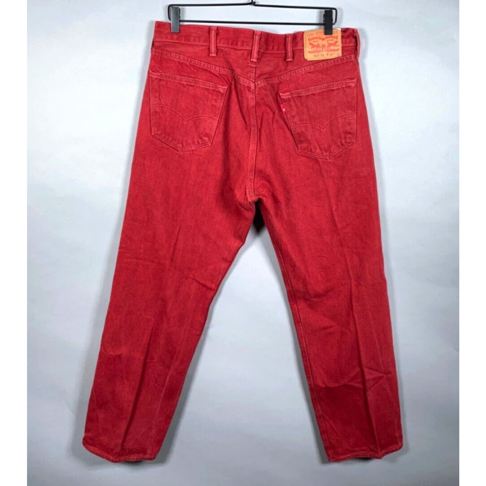 Levi's Levi's 501 XX Jeans Men 36 x 29 Red Denim Button Fly Straight Vintage Grunge Retro 5-Pocket Mens (Regular) Regular None Size US 36 / EU 52 - 2 Thumbnail