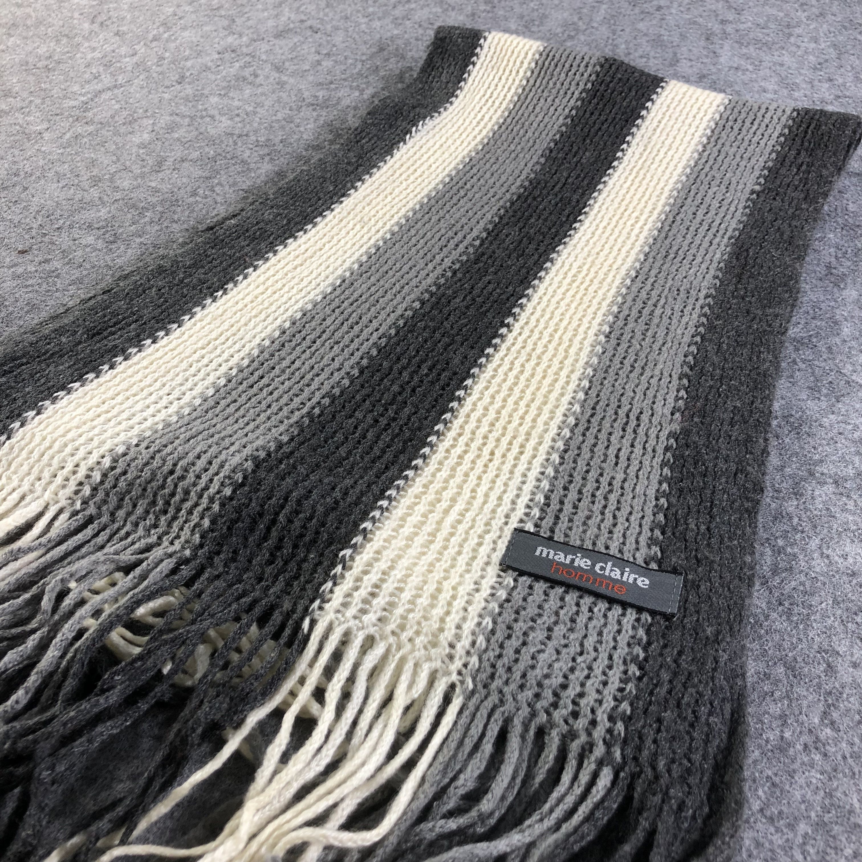 Vintage Marie Claire Homme Striped Knit Scarf Muffler V1519 Size ONE SIZE - 2 Thumbnail