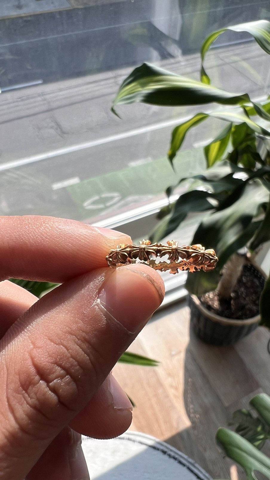 image of Chrome Hearts Tiny E 22K Gold Ring, Men's