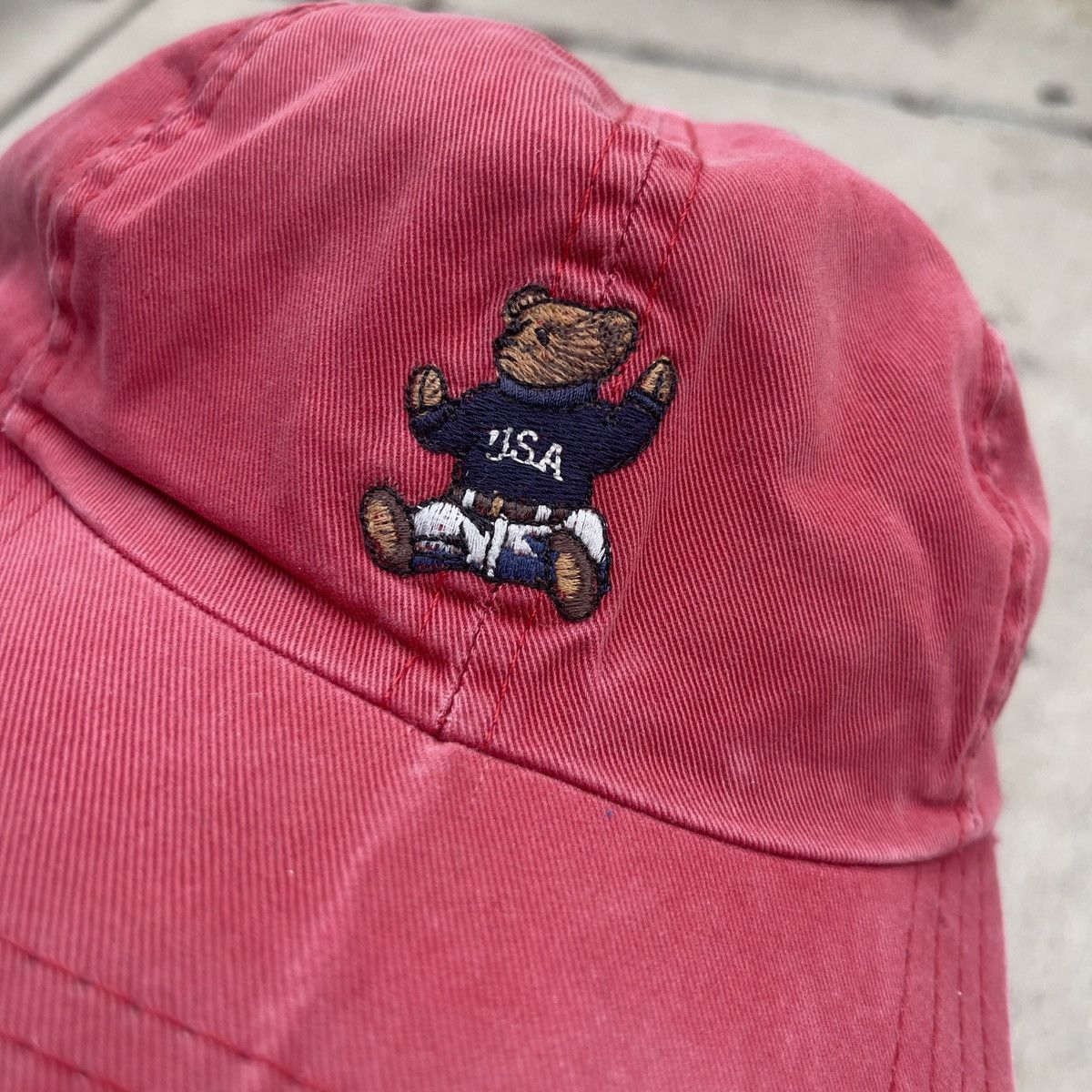 Polo Ralph Lauren × Vintage Vintage 90s Polo Sport Polo Bear Thrashed Hat Size ONE SIZE - 3 Thumbnail